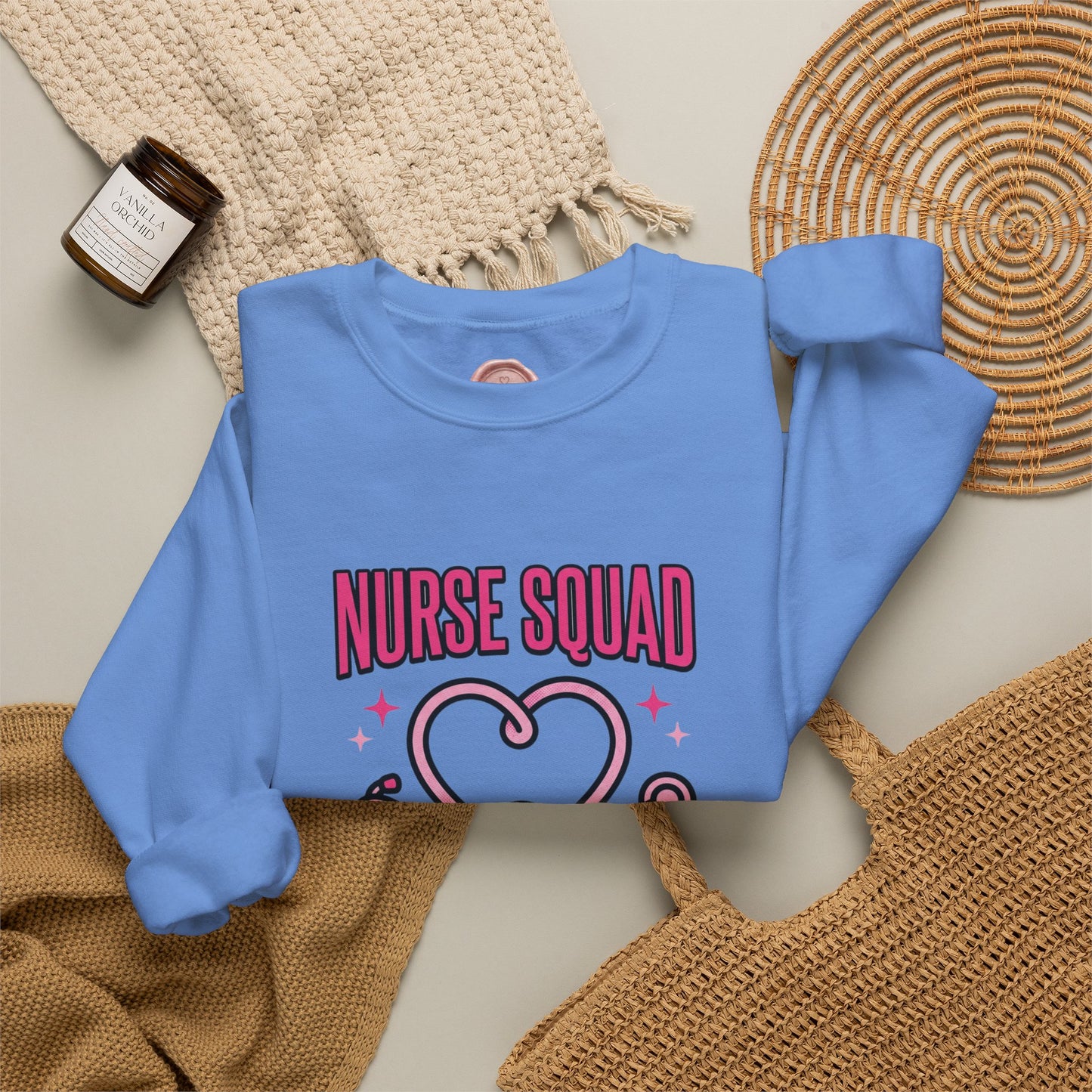 Crewneck Sweatshirt | Nurse Squad Wears Pink | Breast Cancer Awareness Nurse Pullover