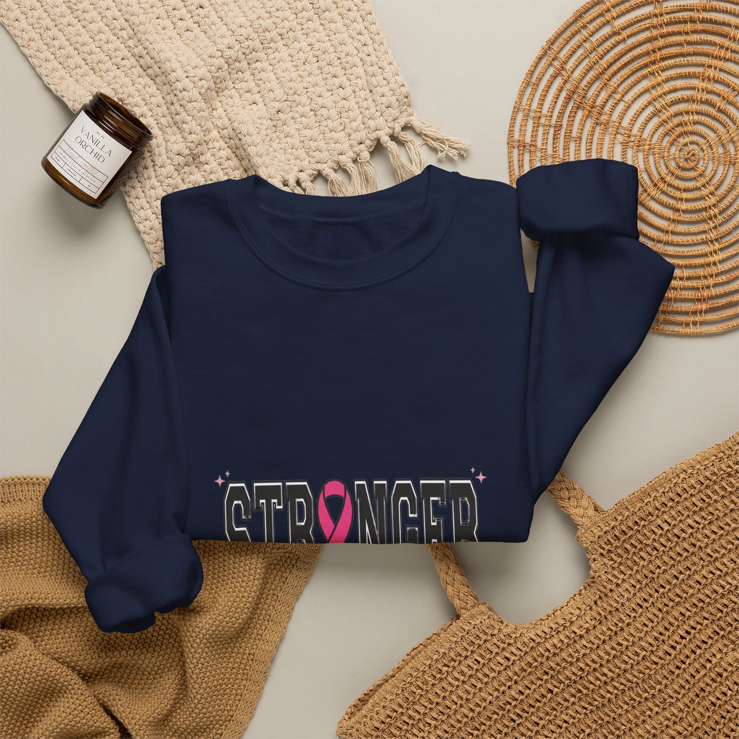 Stronger Together pink ribbon Crewneck Sweatshirt | Breast Cancer Awareness