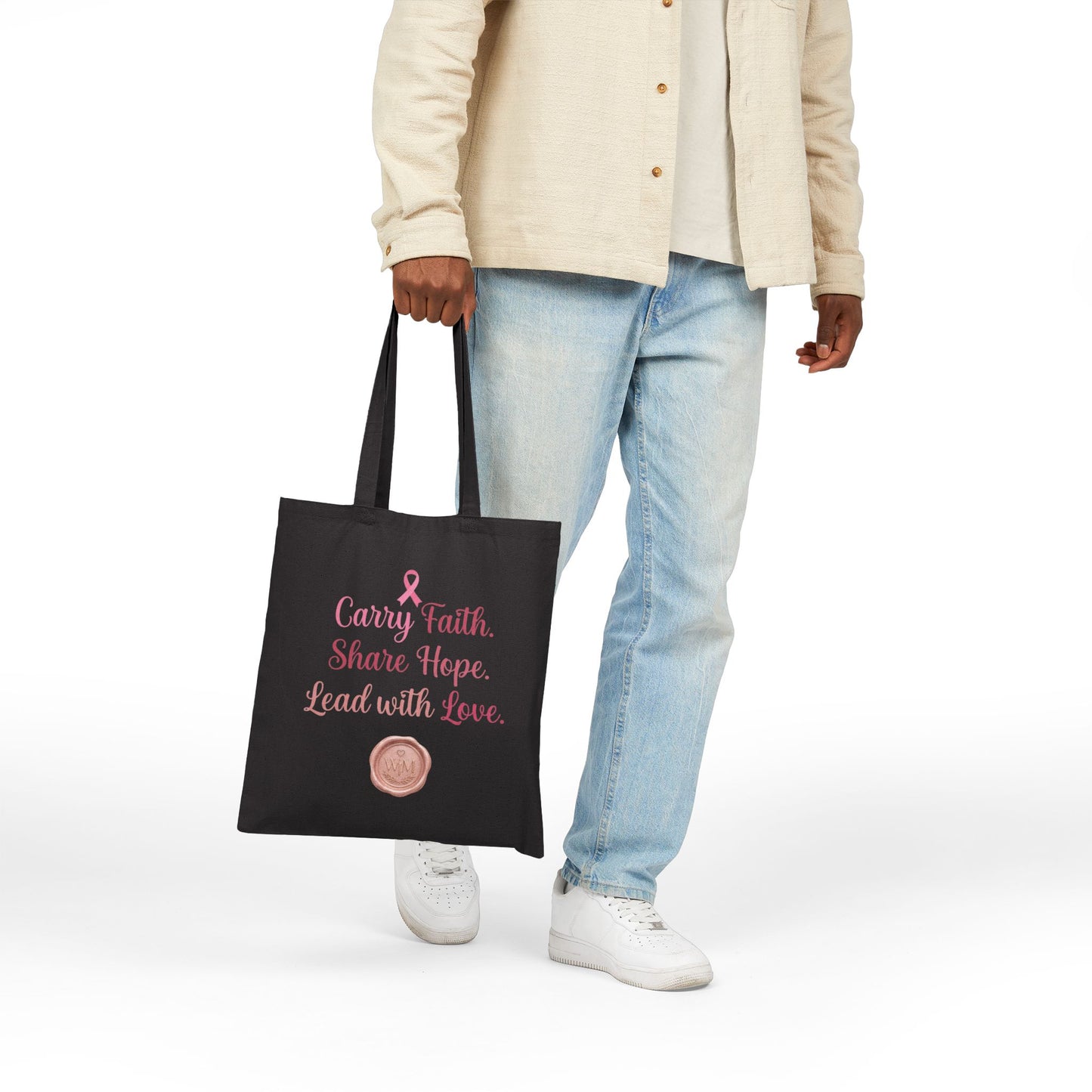Faith Hope Love Ribbon Tote | Breast Cancer Awareness, Pink Ribbon