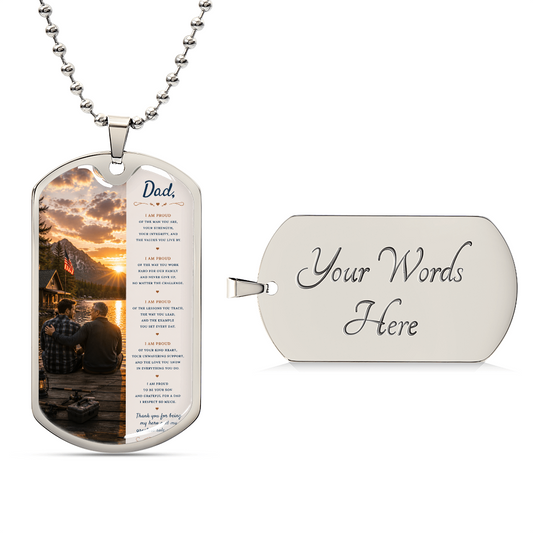 To My Dad – Proud To Be Your Son | Dog Tag Necklace Gift From Son