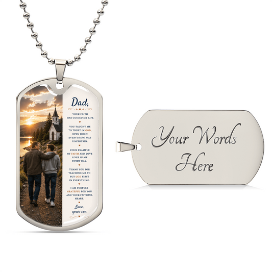 To My Dad – A Blessing from God | Dog Tag Necklace Gift from Son