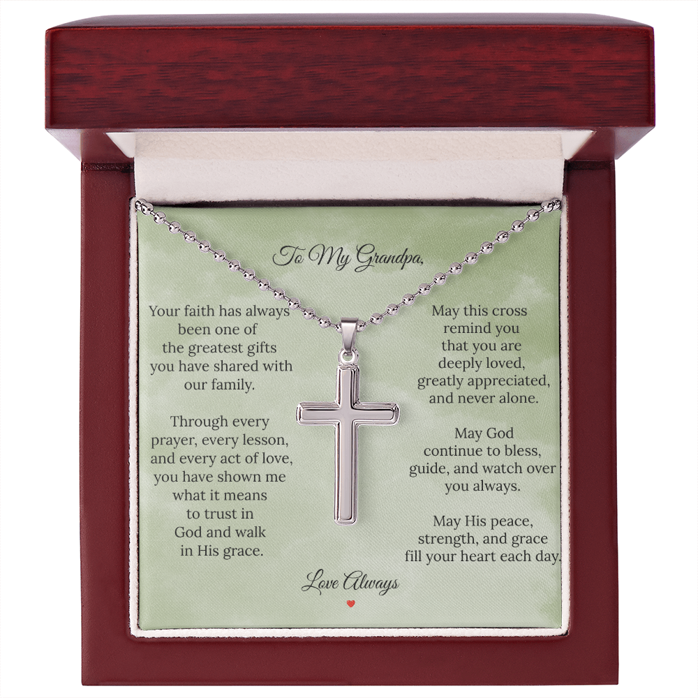 To My Grandpa – Faith & Love Cross Necklace | Christian Gift for Grandpa