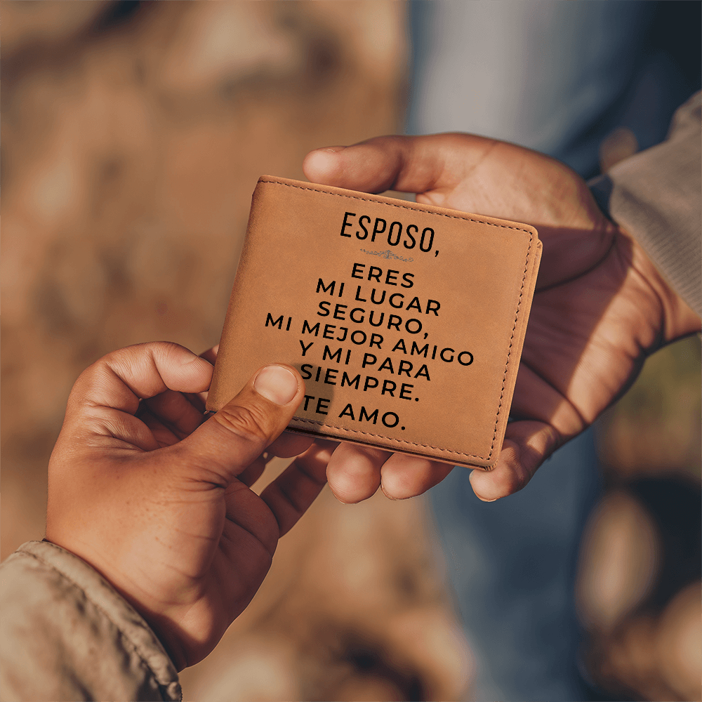 Cartera de Cuero Personalizada para Esposo – Regalo Romántico para Él