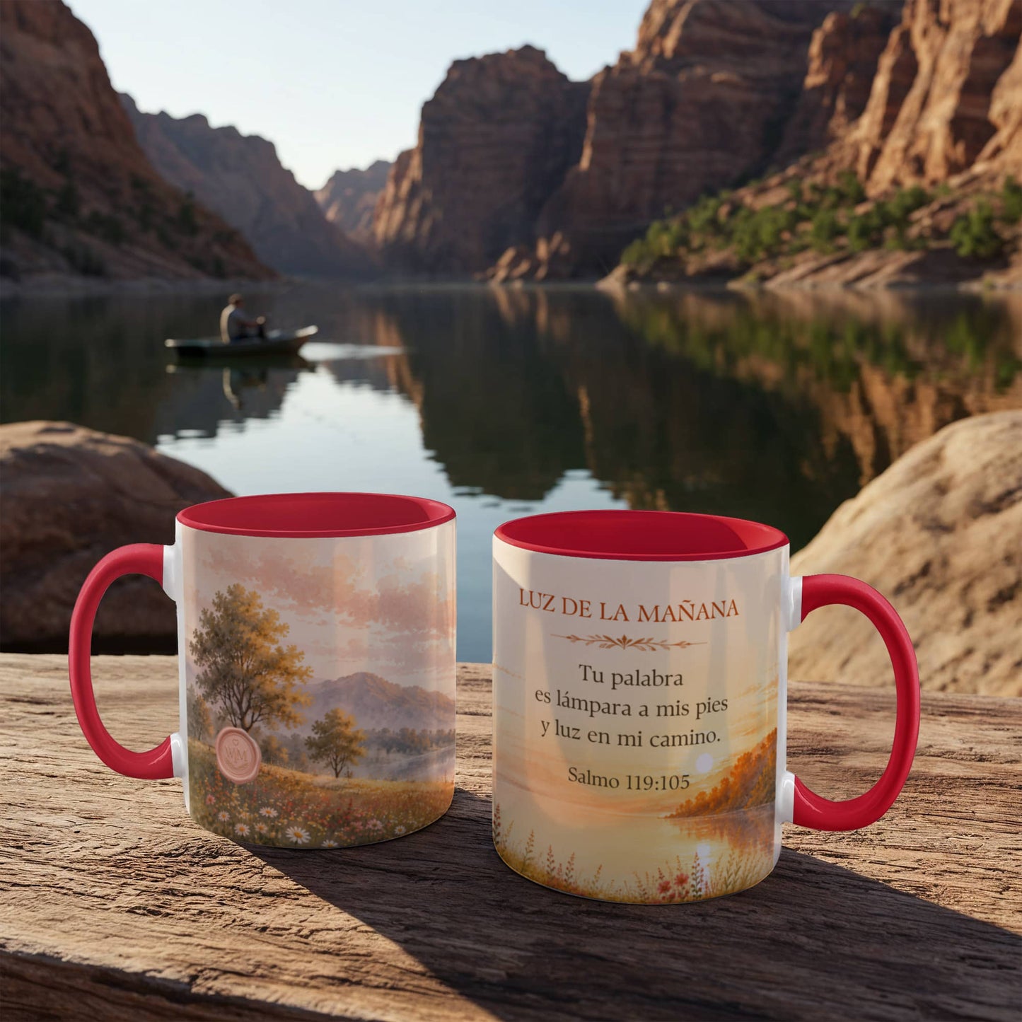 La Luz de la Mañana | Taza Cristiana con Acento de Color | Salmo 119:105 | Taza con Versículo Bíblico | Regalo de Fe | Envuelta en Significado