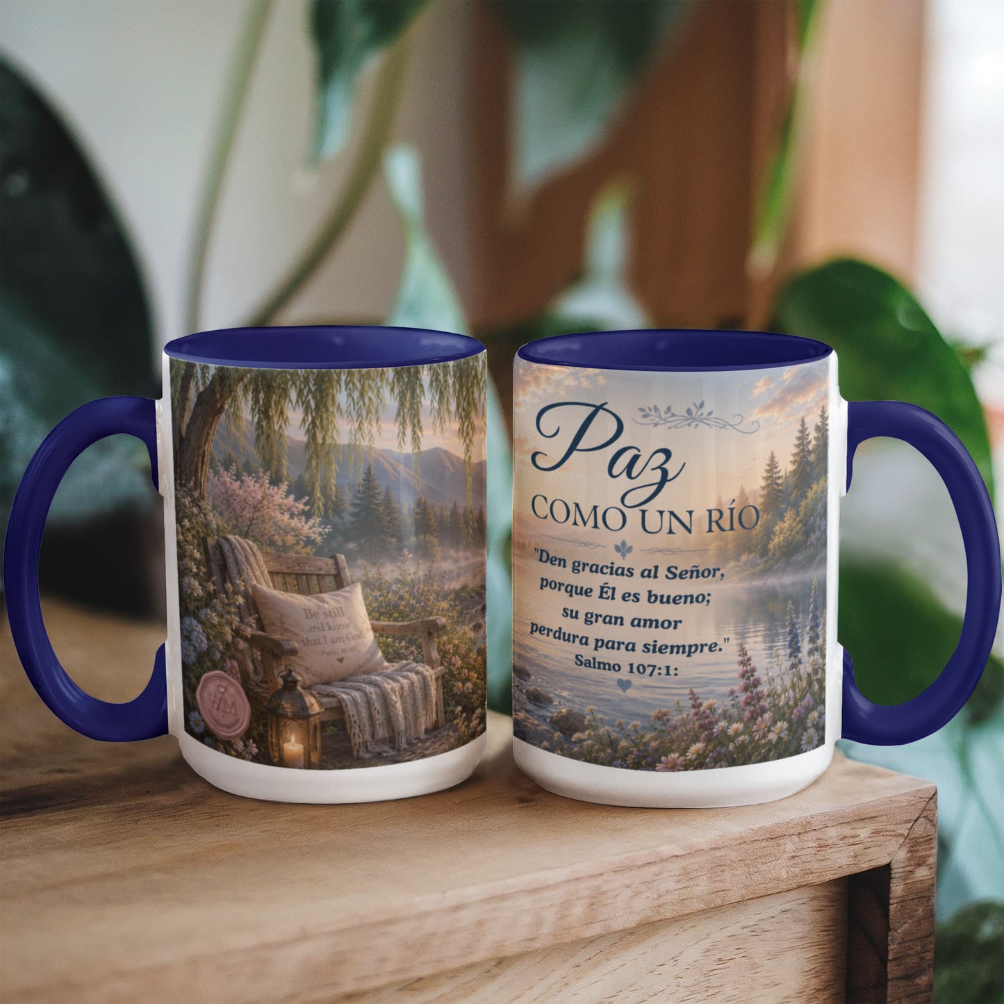 Paz Como un Río | Taza Cristiana con Acento de Color | Isaías 26:3