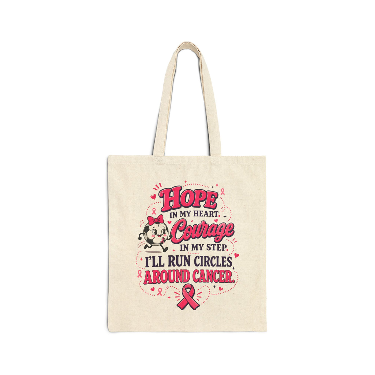 Kick Cancer Breast Cancer Awareness Tote | Pink Ribbon Cotton Canvas