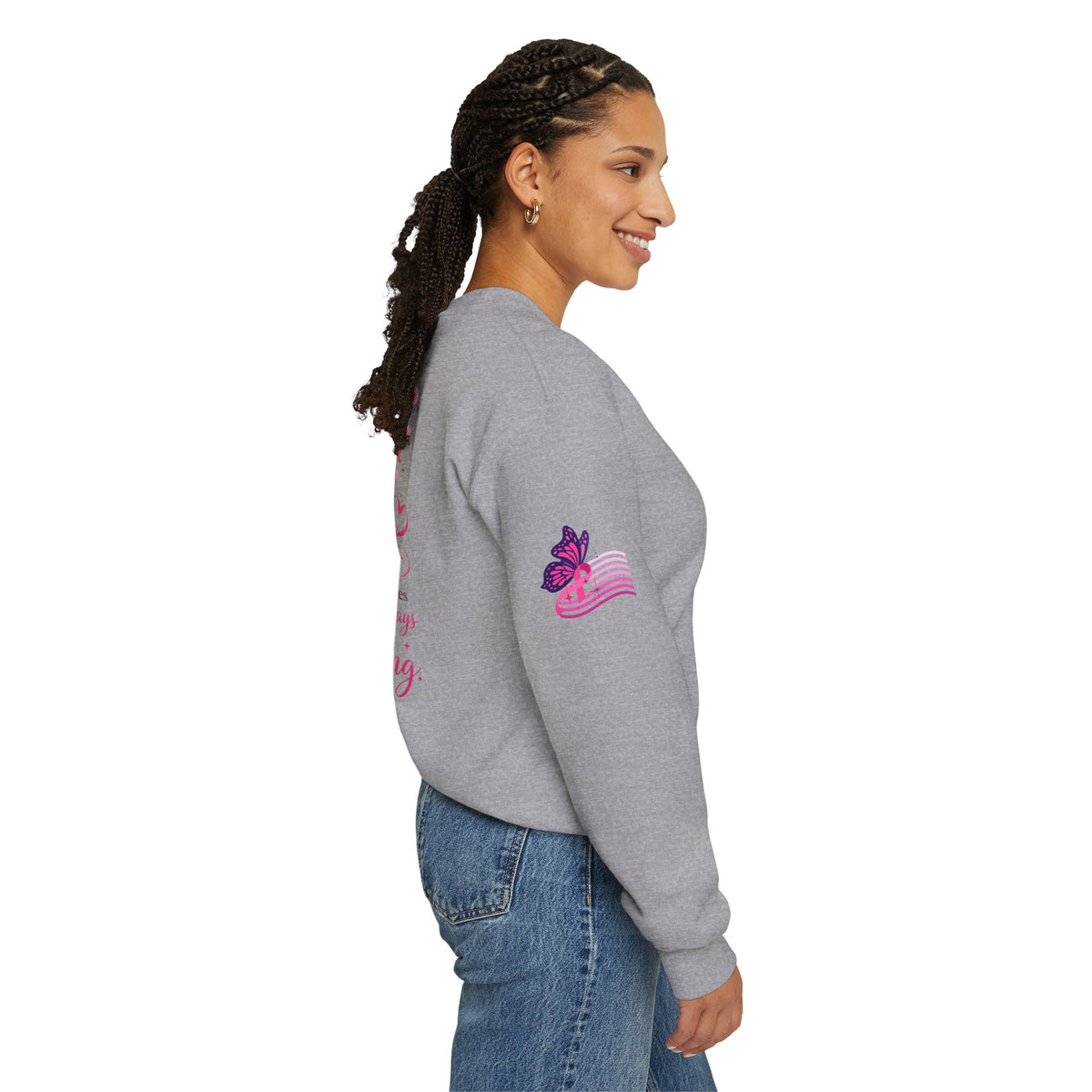 Hope Doesn't Have to Be Loud Sweatshirt | Breast Cancer Awareness Pink Ribbon Crewneck | Inspirational Gift for Survivors, Fighters & Supporters