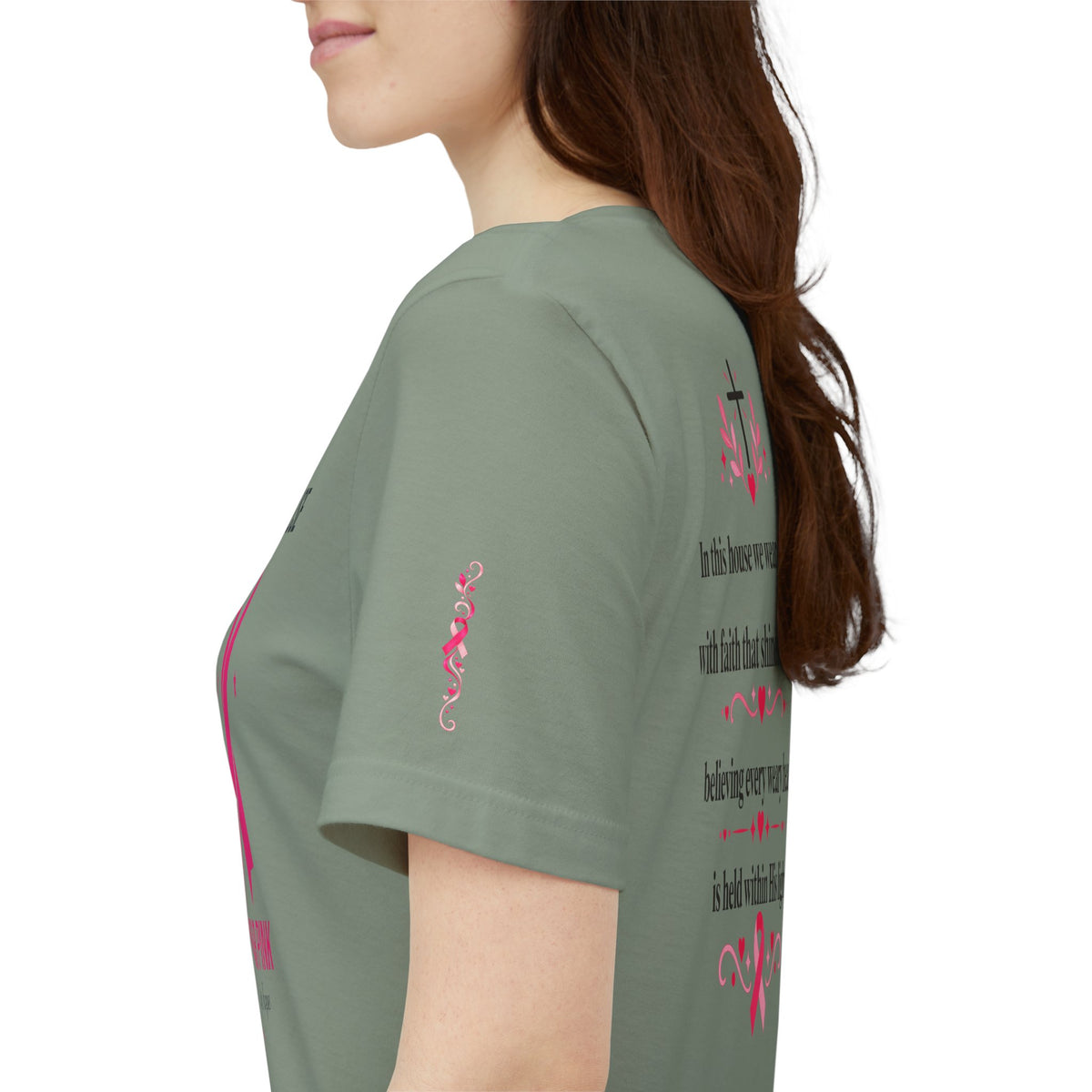In This House We Wear Pink T-Shirt | Breast Cancer Awareness, Faith & Hope