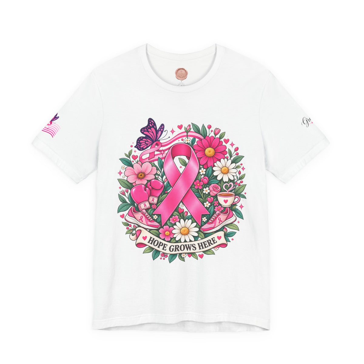 Hope Grows Here Ribbon Tee | Breast Cancer Awareness, Pink Floral