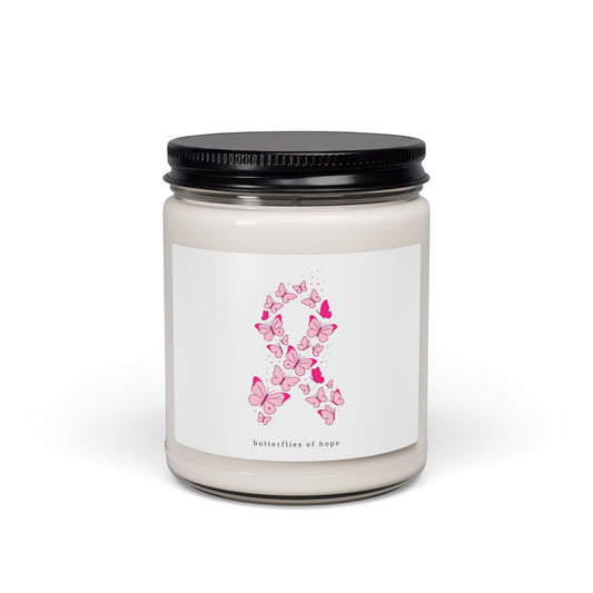 Pink Ribbon Butterfly Candle | Soy Candle, Breast Cancer Awareness