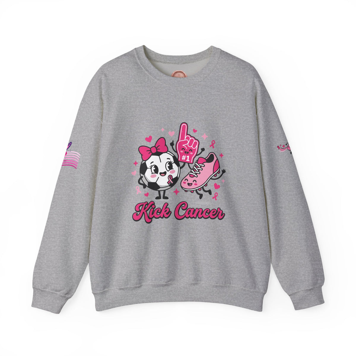 Kick Cancer Crewneck Sweatshirt | Breast Cancer Awareness, Pink Ribbon