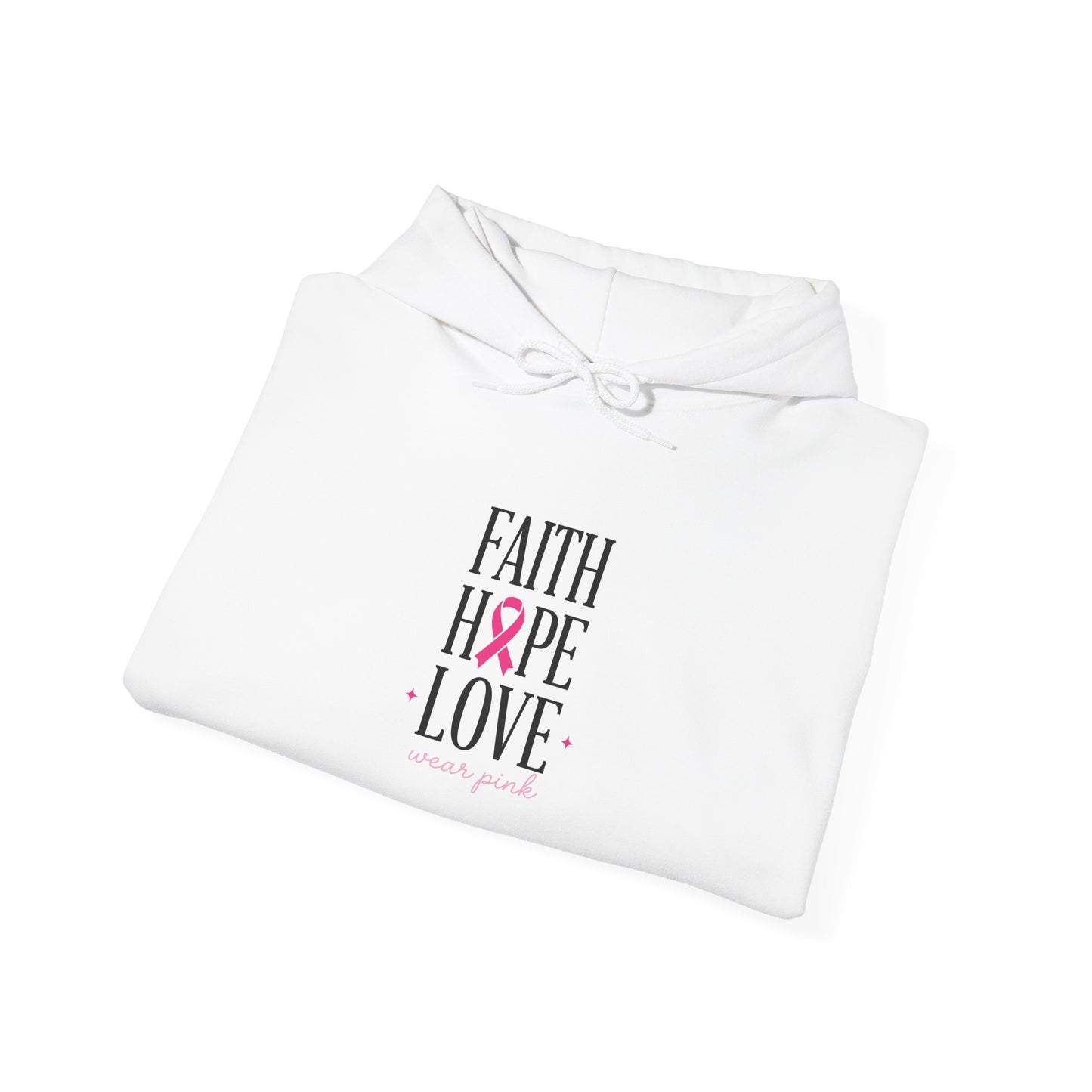Faith Hope Love Ribbon Hoodie | Breast Cancer Awareness, Pink Ribbon