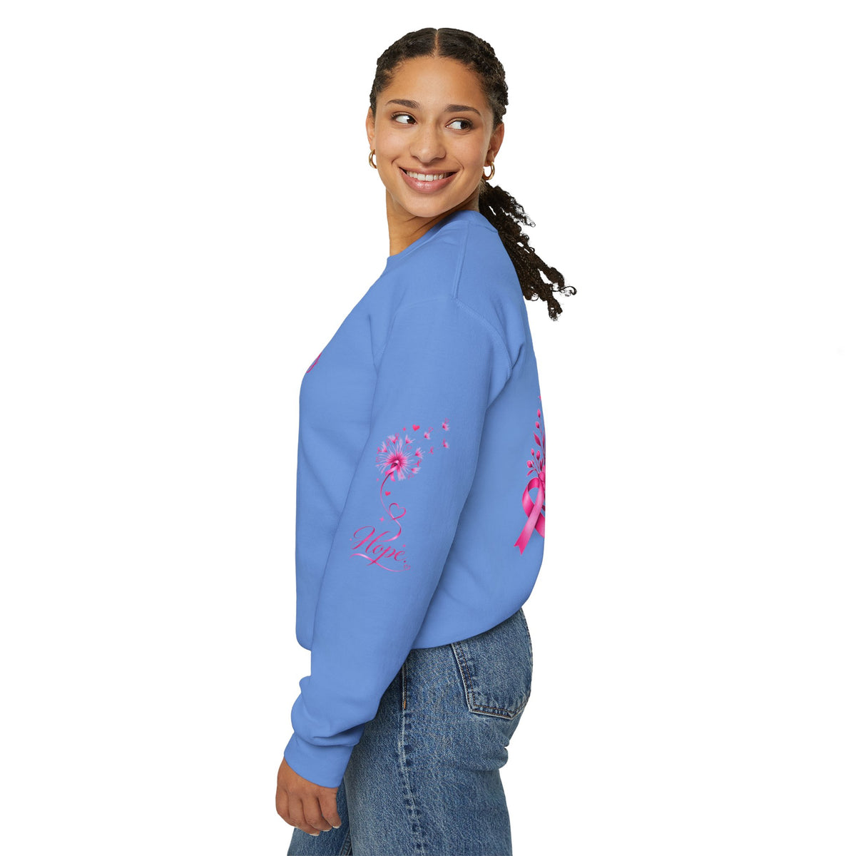 Hope Doesn't Have to Be Loud Sweatshirt | Breast Cancer Awareness Pink Ribbon Crewneck | Inspirational Gift for Survivors, Fighters & Supporters