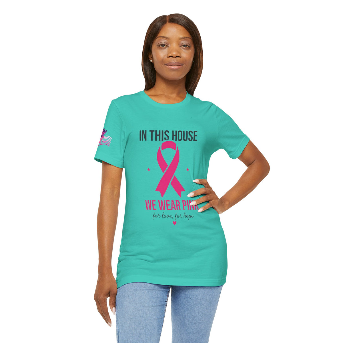 In This House We Wear Pink T-Shirt | Breast Cancer Awareness, Faith & Hope