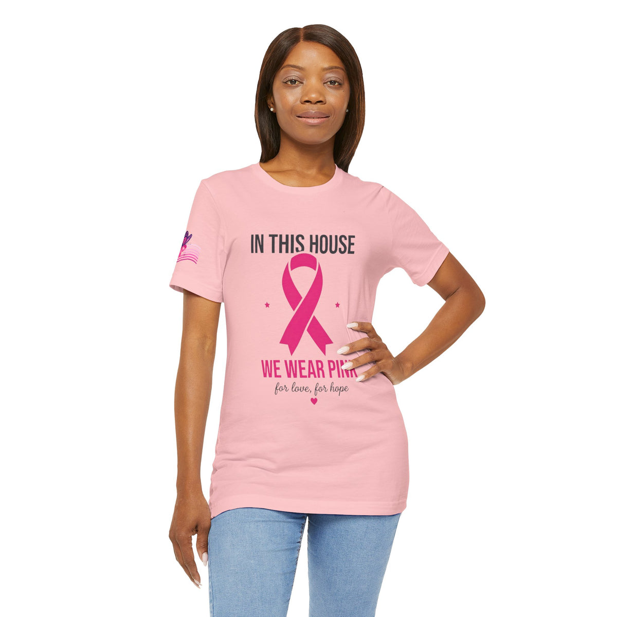 In This House We Wear Pink T-Shirt | Breast Cancer Awareness, Faith & Hope