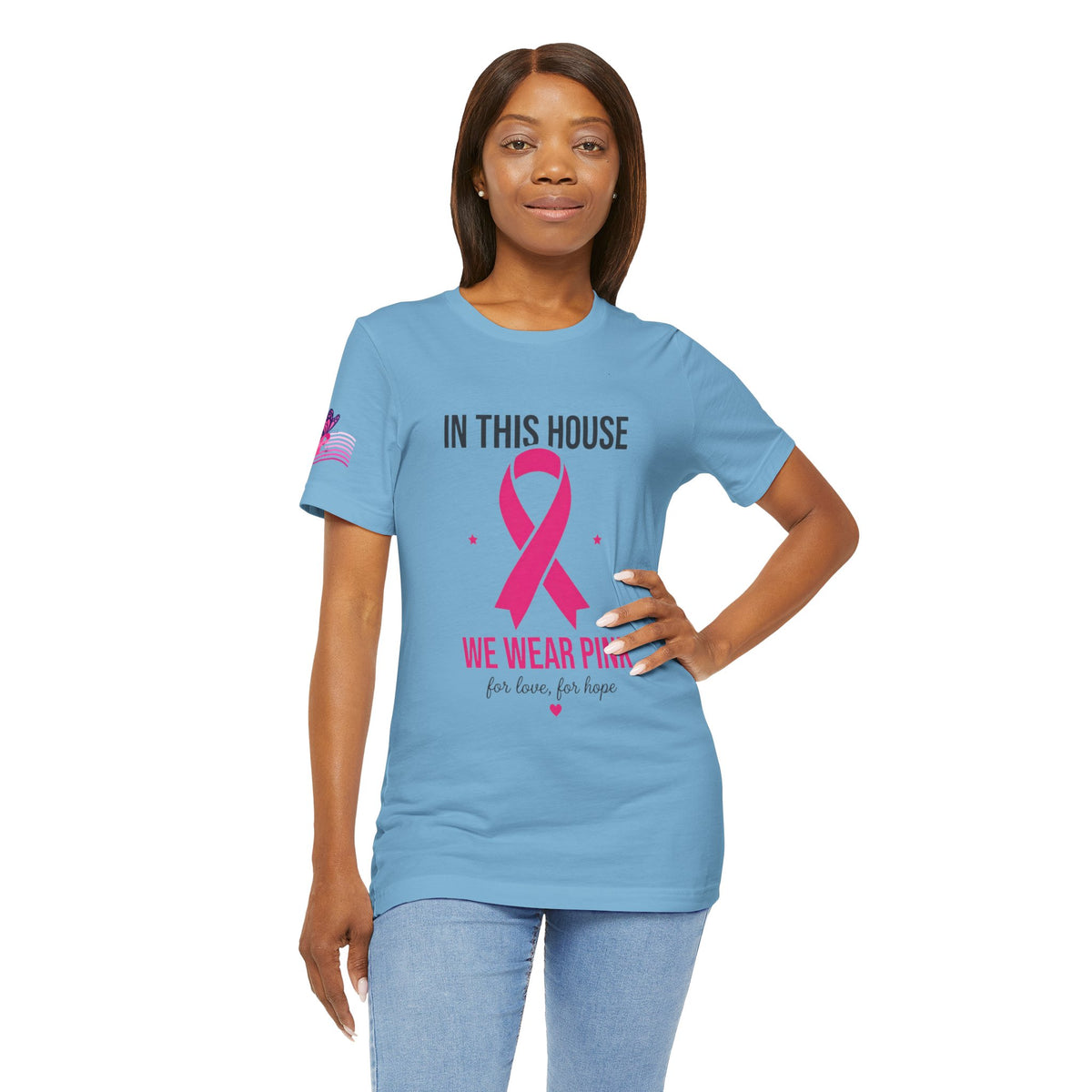 In This House We Wear Pink T-Shirt | Breast Cancer Awareness, Faith & Hope