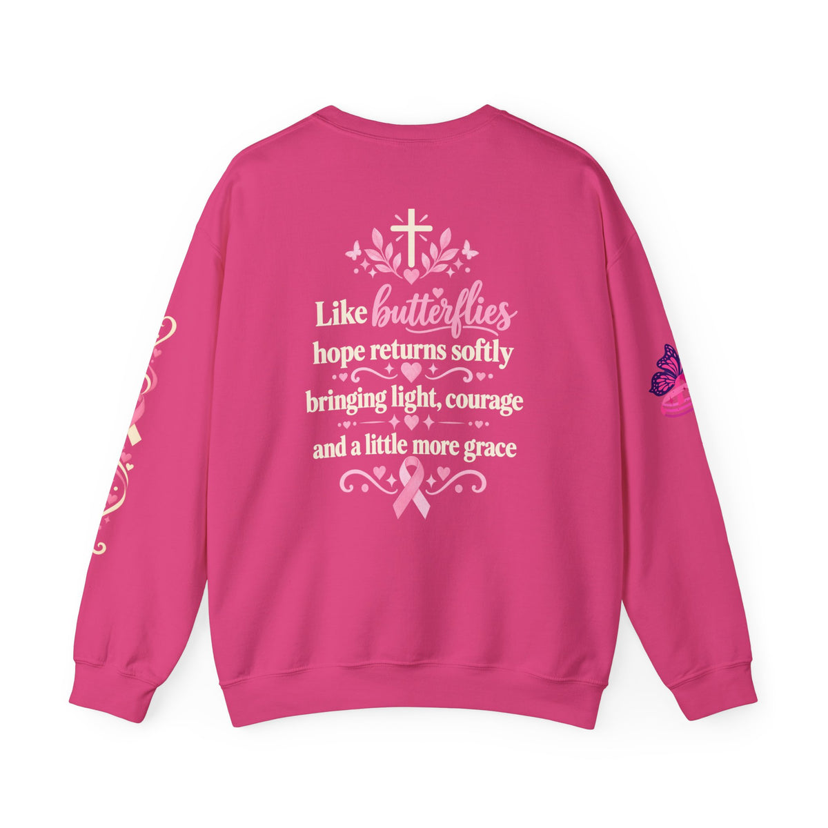 In This House We Wear Pink Crewneck Sweatshirt | Breast Cancer Awareness, Faith & Hope