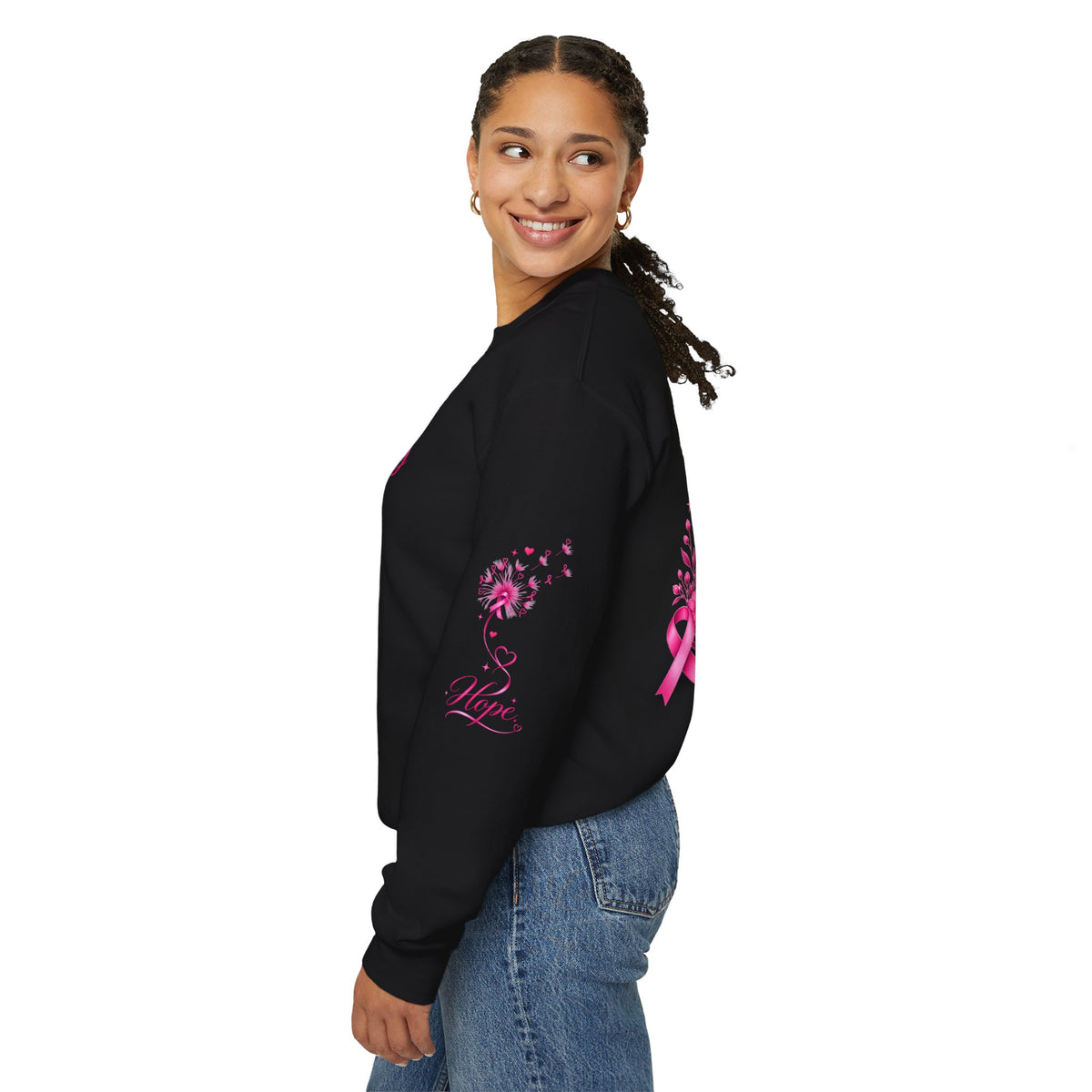 Hope Doesn't Have to Be Loud Sweatshirt | Breast Cancer Awareness Pink Ribbon Crewneck | Inspirational Gift for Survivors, Fighters & Supporters