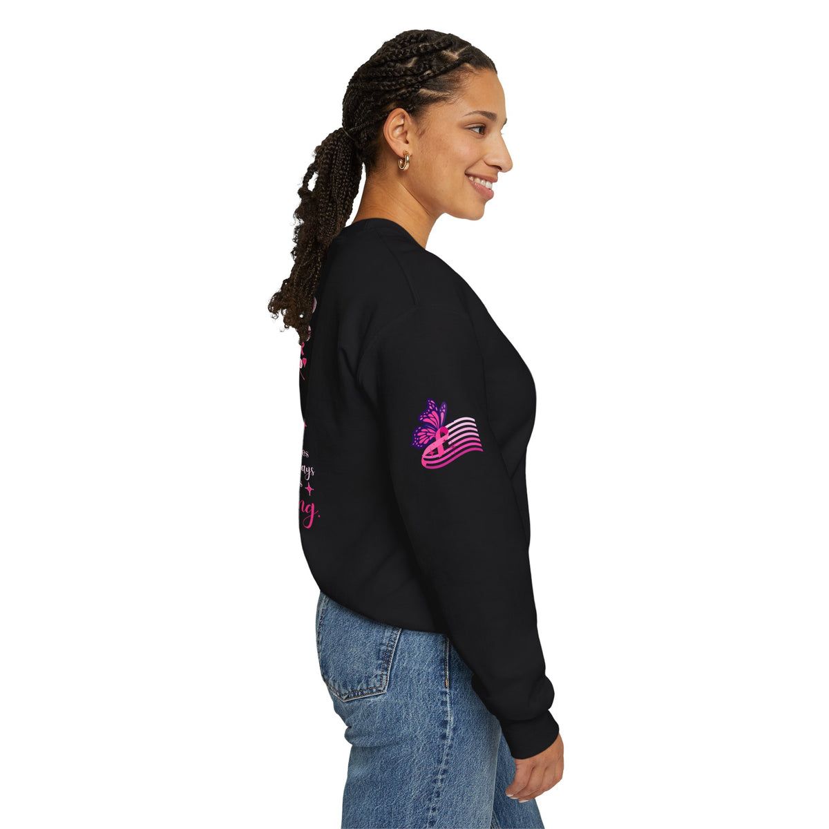 Hope Doesn't Have to Be Loud Sweatshirt | Breast Cancer Awareness Pink Ribbon Crewneck | Inspirational Gift for Survivors, Fighters & Supporters