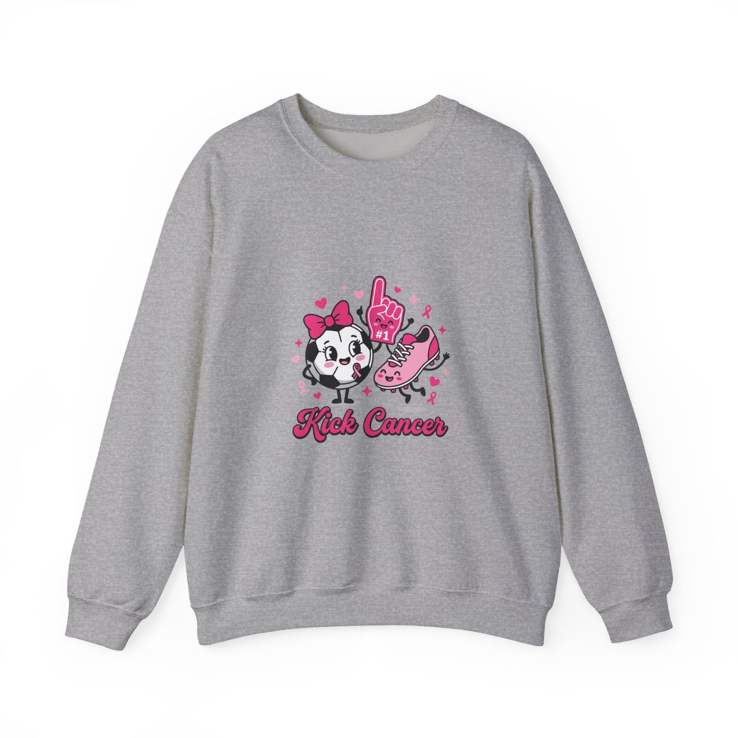 Kick Cancer Crewneck Sweatshirt | Breast Cancer Awareness, Pink Ribbon