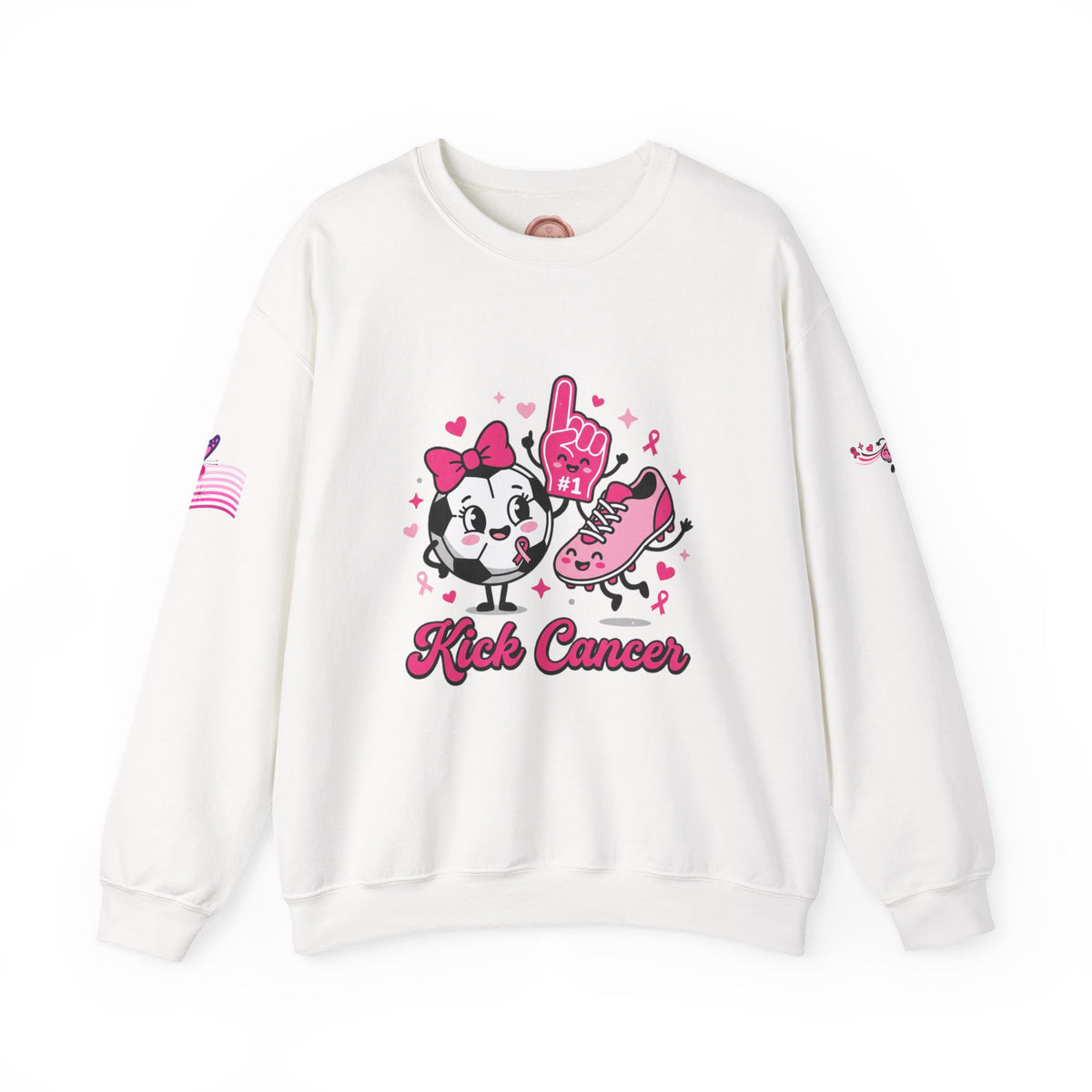 Kick Cancer Crewneck Sweatshirt | Breast Cancer Awareness, Pink Ribbon