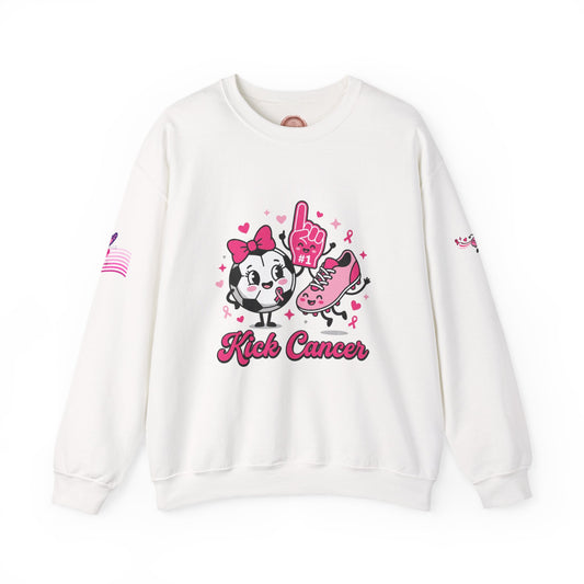 Kick Cancer Crewneck Sweatshirt | Breast Cancer Awareness, Pink Ribbon