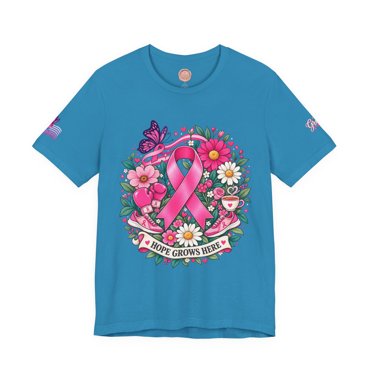 Hope Grows Here Ribbon Tee | Breast Cancer Awareness, Pink Floral