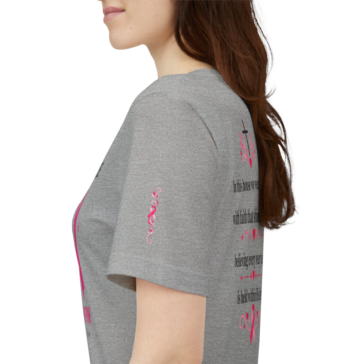 In This House We Wear Pink T-Shirt | Breast Cancer Awareness, Faith & Hope