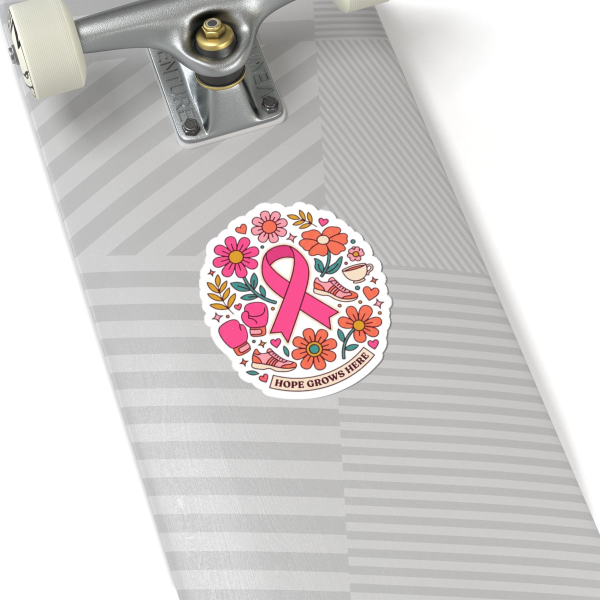 Breast Cancer Awareness Ribbon Sticker | Pink Ribbon, Hope Grows Here