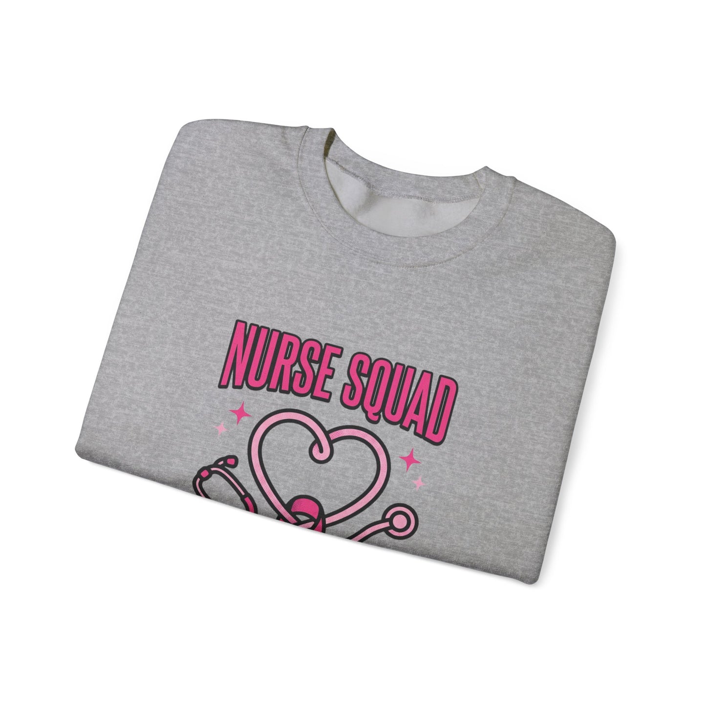 Nurse Squad Ribbon Crewneck | Breast Cancer Awareness, Pink Stethoscope
