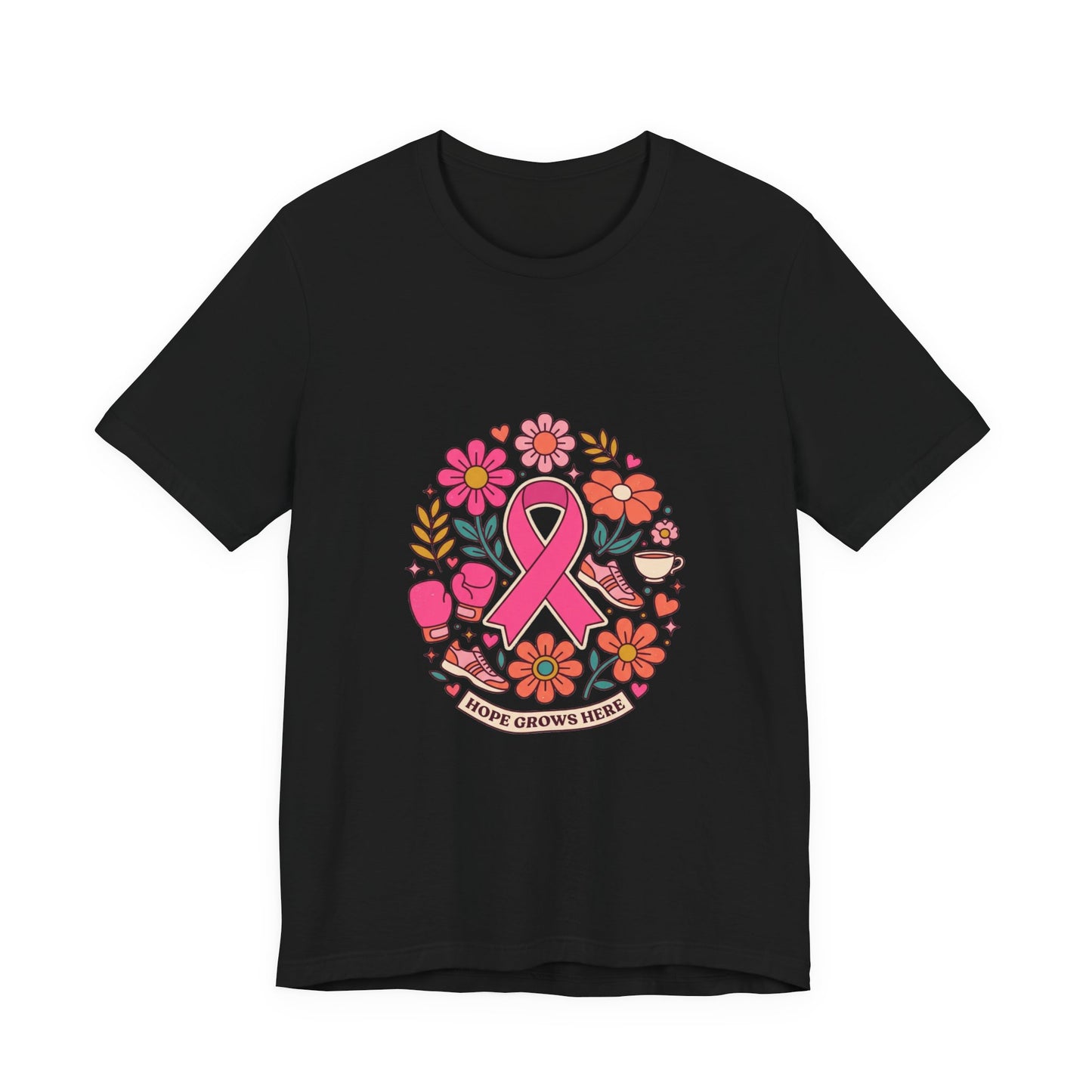 Hope Grows Here Ribbon Tee | Breast Cancer Awareness, Pink Floral