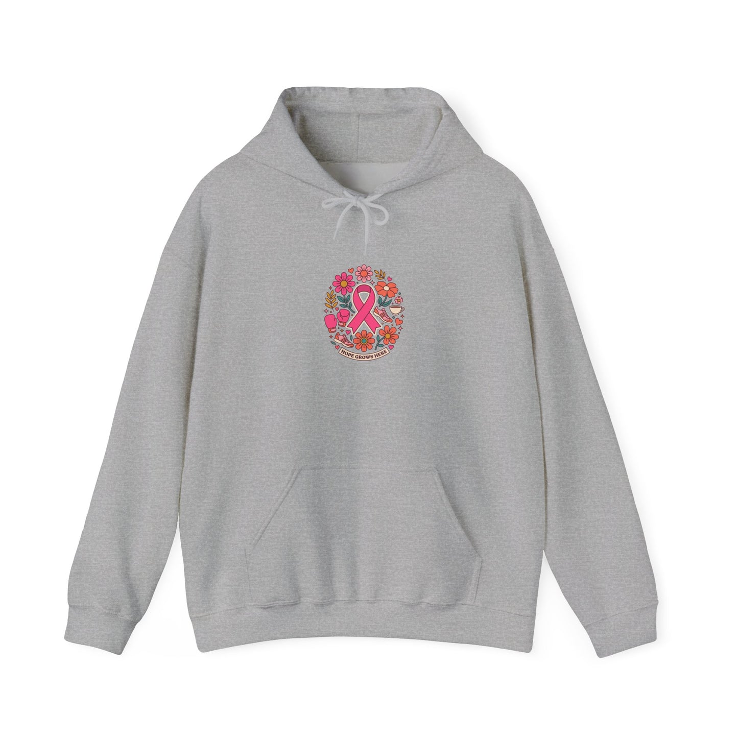 Pink Ribbon Floral Crest Hoodie | Breast Cancer Awareness, Support