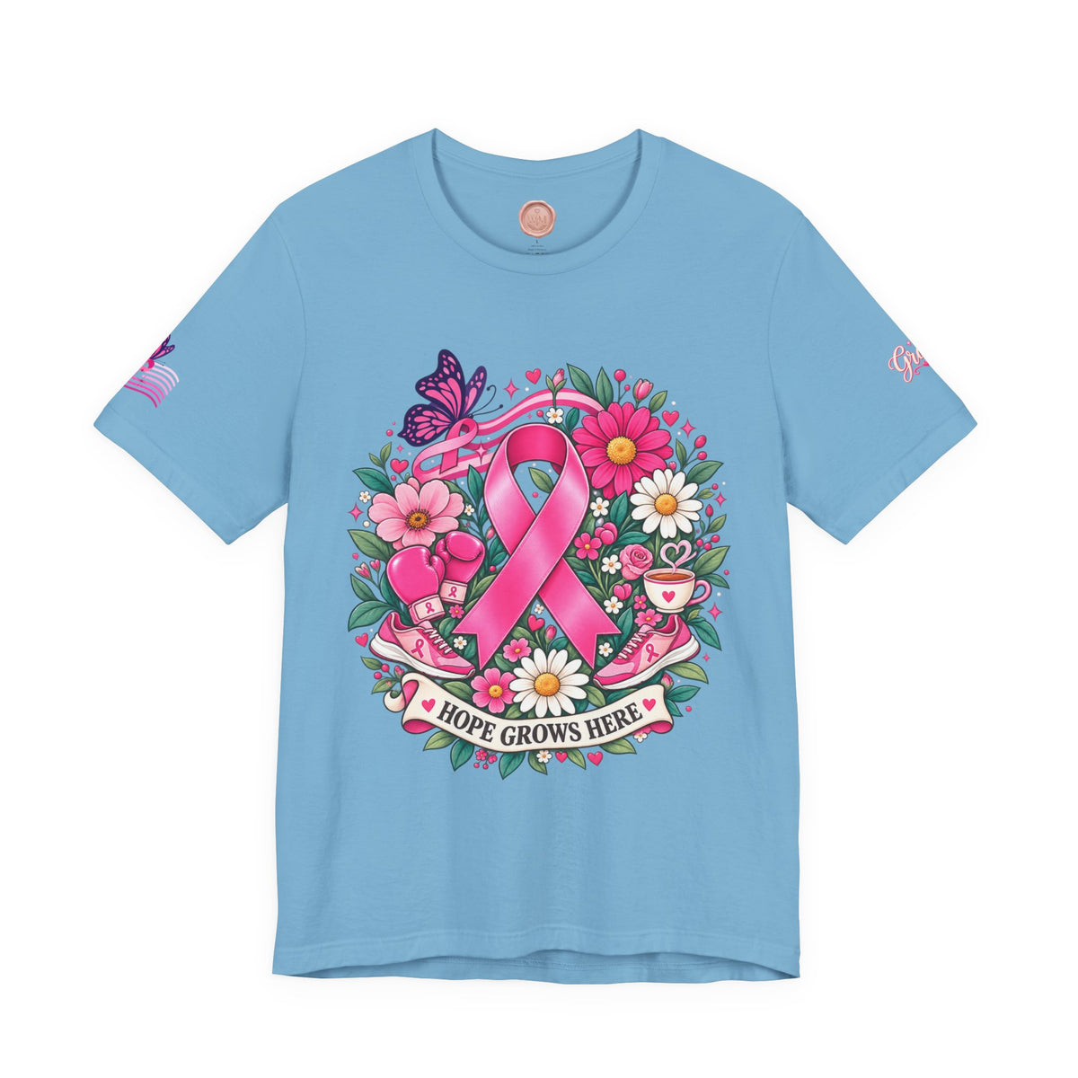 Hope Grows Here Ribbon Tee | Breast Cancer Awareness, Pink Floral