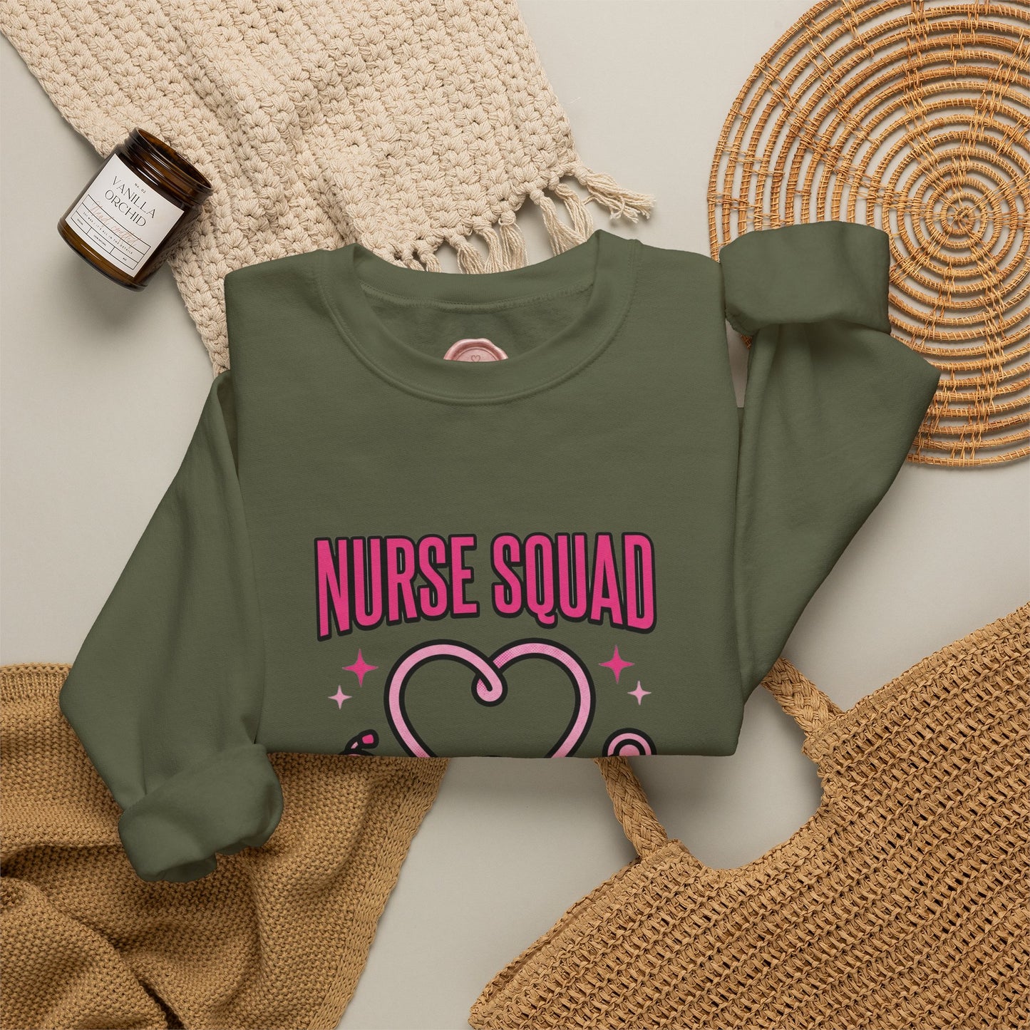 Crewneck Sweatshirt | Nurse Squad Wears Pink | Breast Cancer Awareness Nurse Pullover