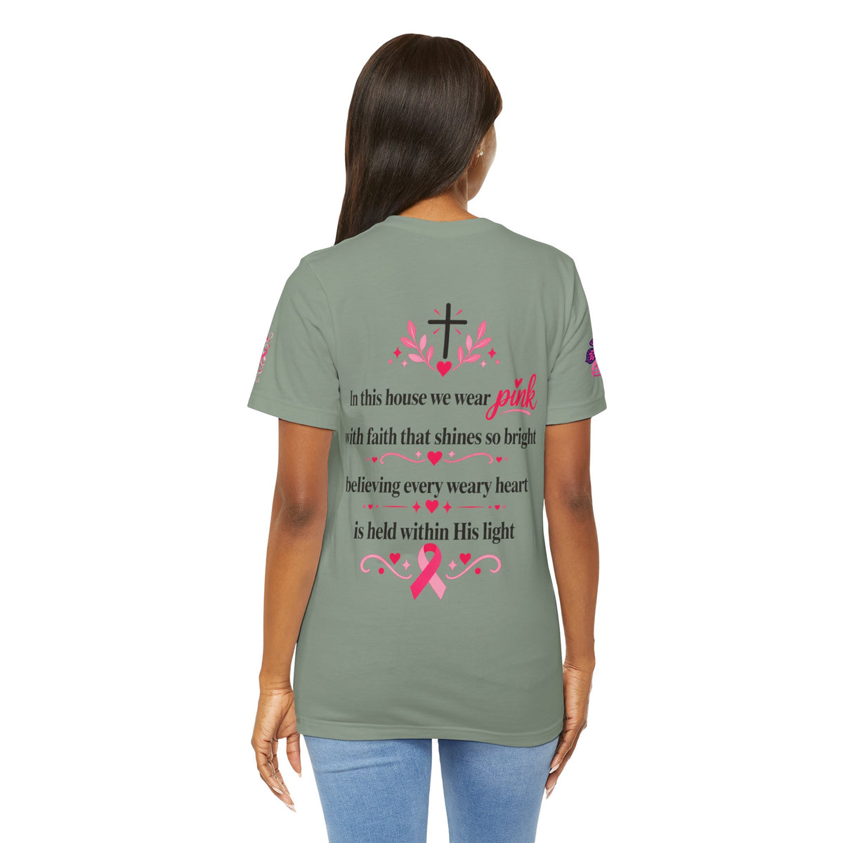 In This House We Wear Pink T-Shirt | Breast Cancer Awareness, Faith & Hope