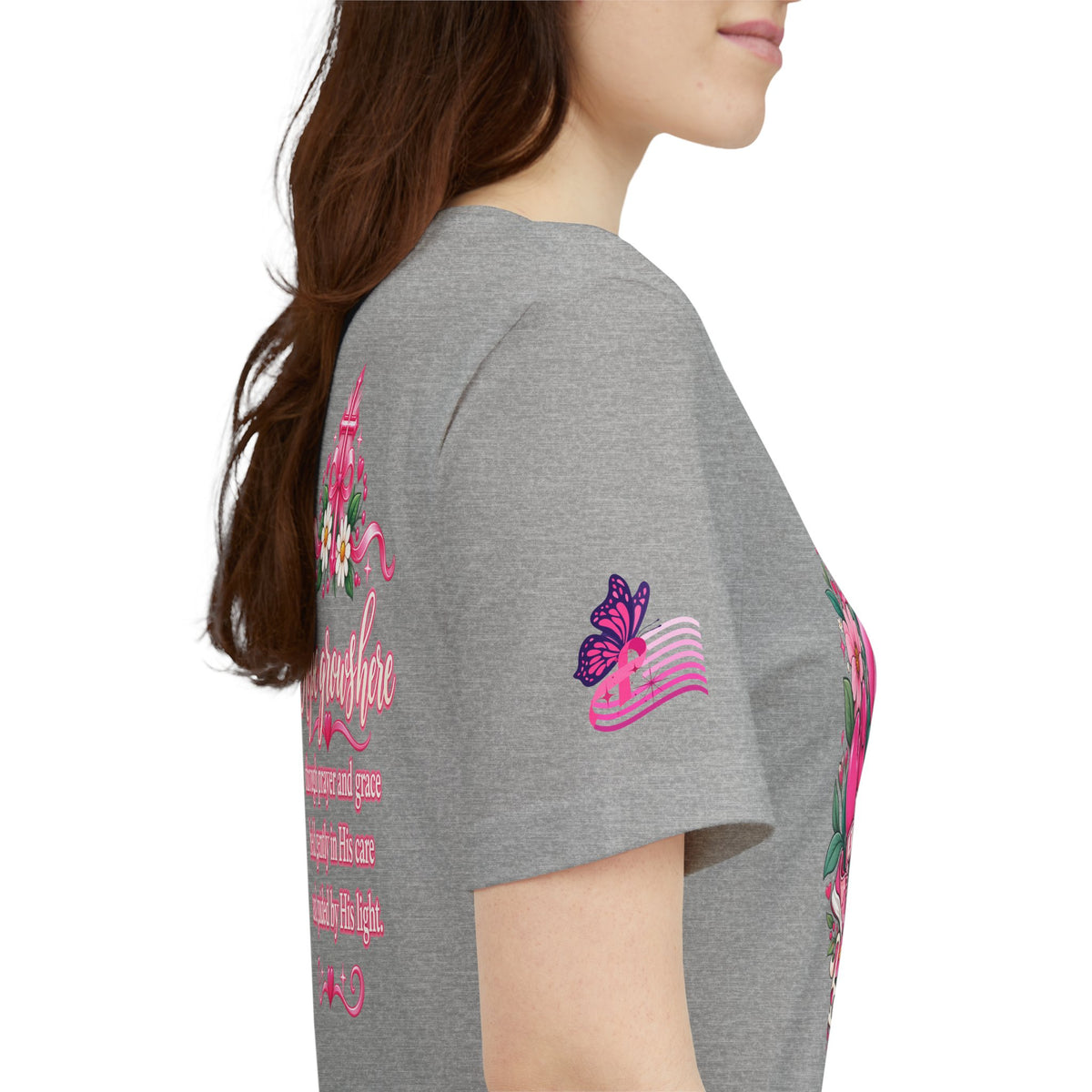 Hope Grows Here Ribbon Tee | Breast Cancer Awareness, Pink Floral