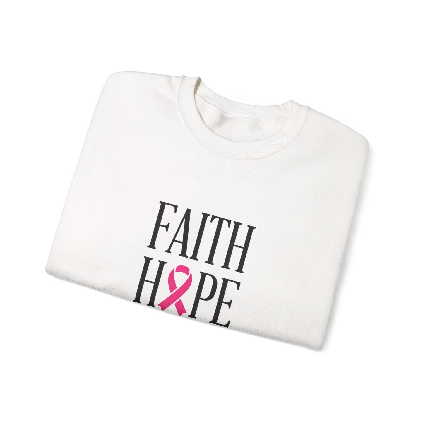 Faith Hope Love Ribbon Sweatshirt | Breast Cancer Awareness, Pink Ribbon
