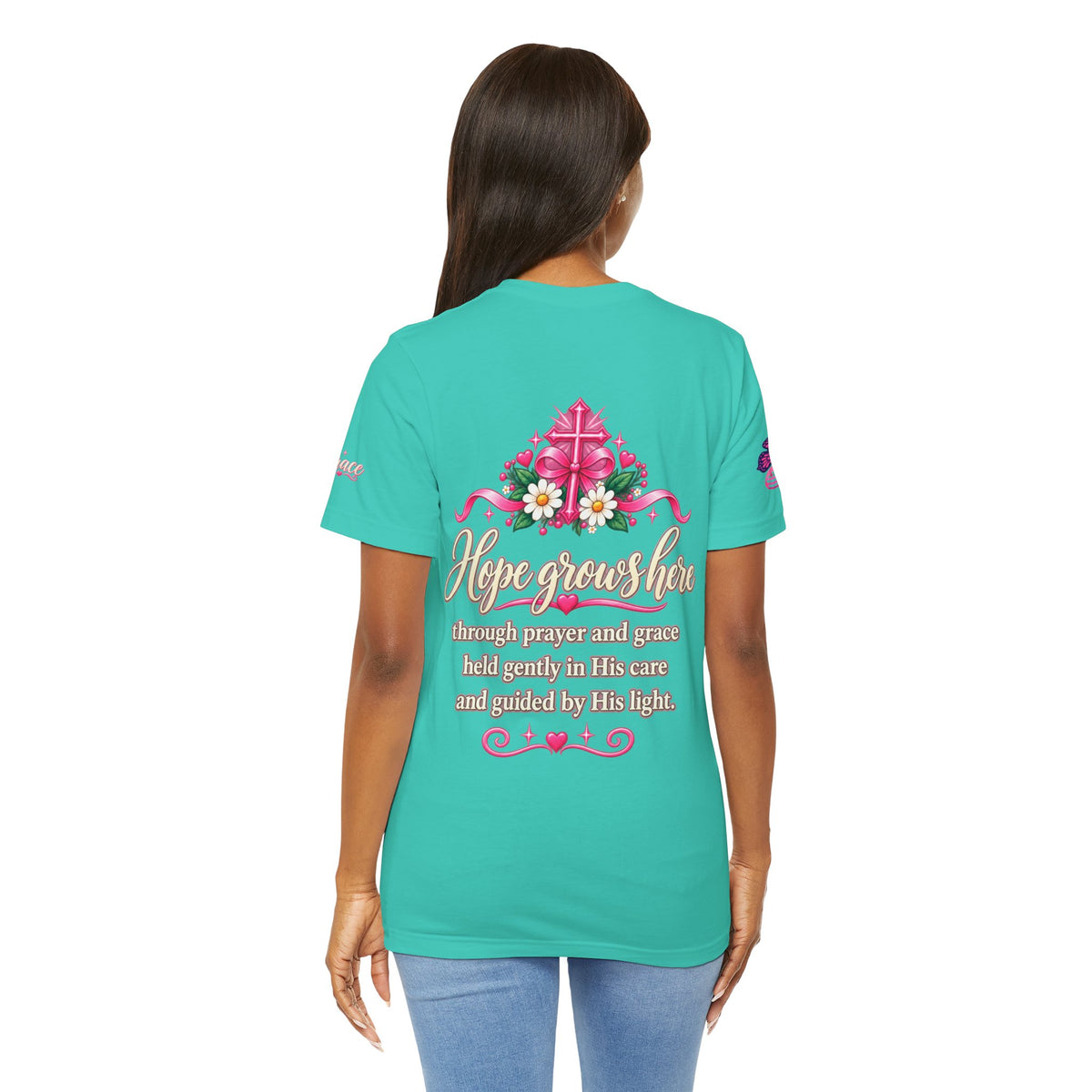 Hope Grows Here Ribbon Tee | Breast Cancer Awareness, Pink Floral