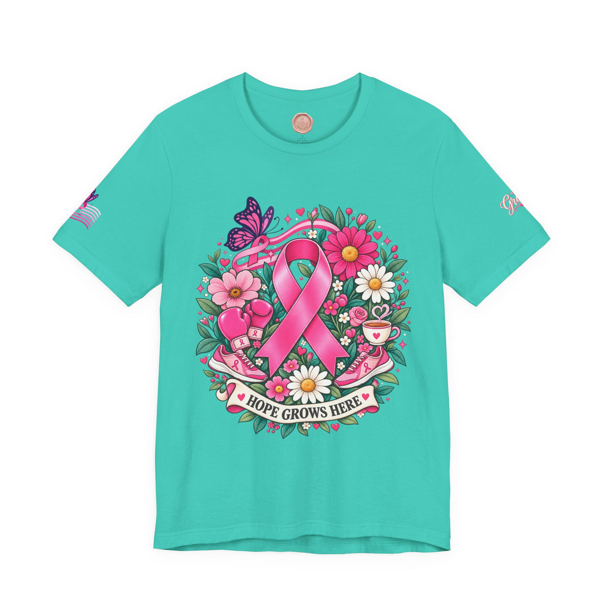Hope Grows Here Ribbon Tee | Breast Cancer Awareness, Pink Floral