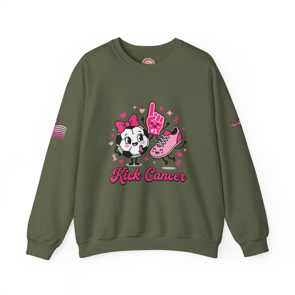 Kick Cancer Crewneck Sweatshirt | Breast Cancer Awareness, Pink Ribbon