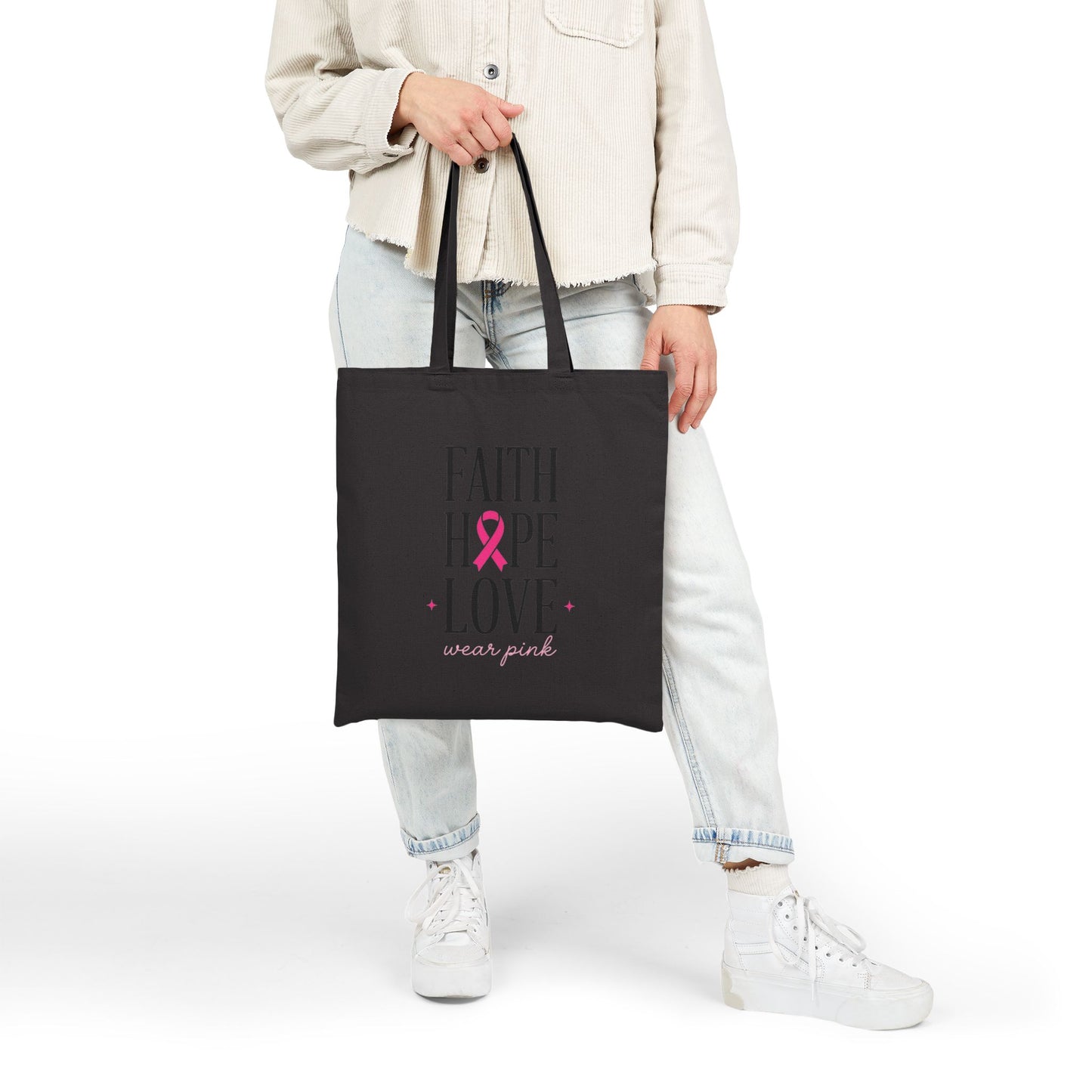 Faith Hope Love Ribbon Tote | Breast Cancer Awareness, Pink Ribbon