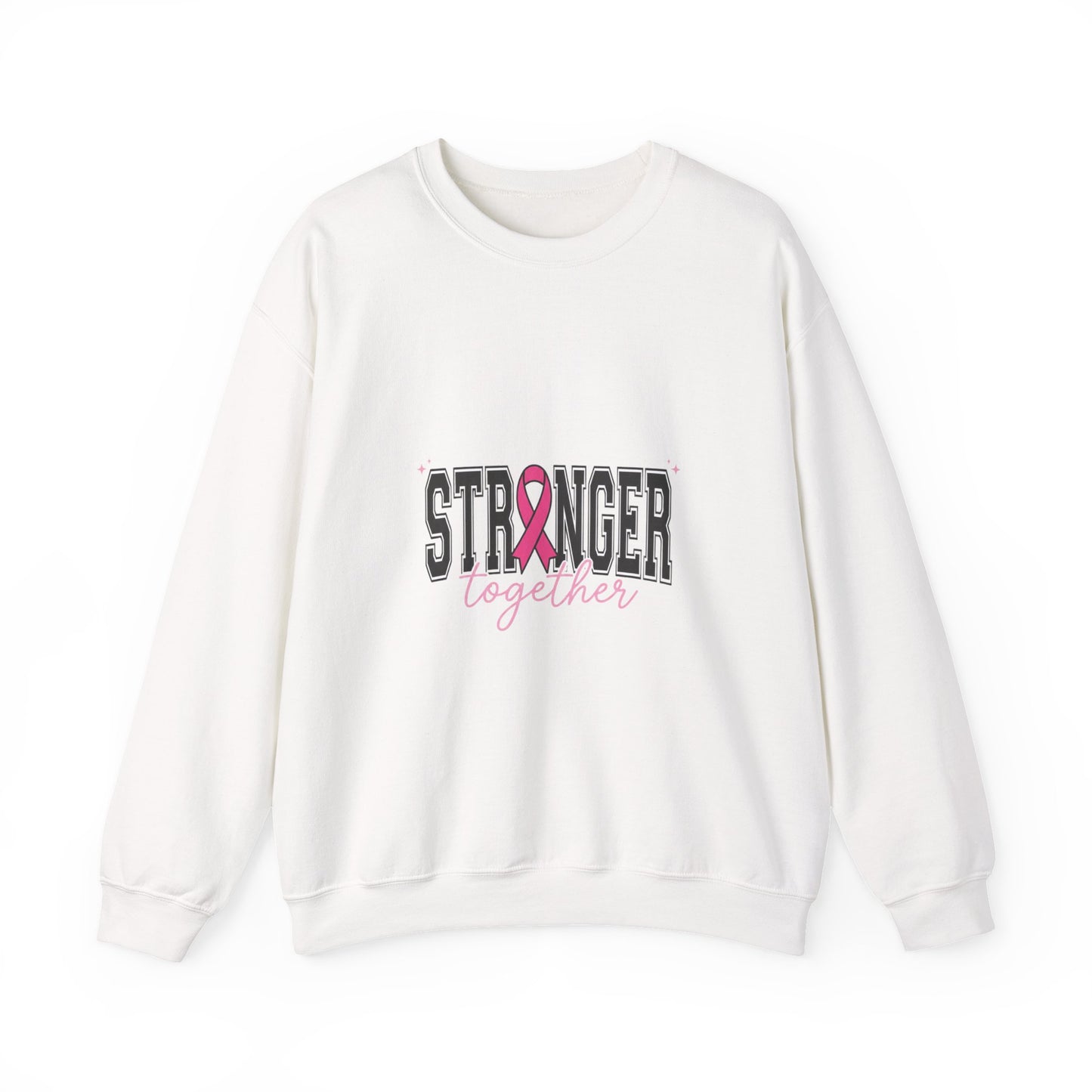Stronger Together pink ribbon Crewneck Sweatshirt | Breast Cancer Awareness