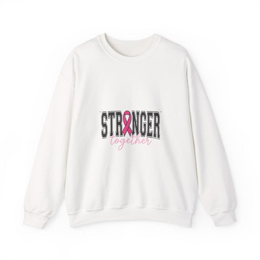 Stronger Together pink ribbon Crewneck Sweatshirt | Breast Cancer Awareness