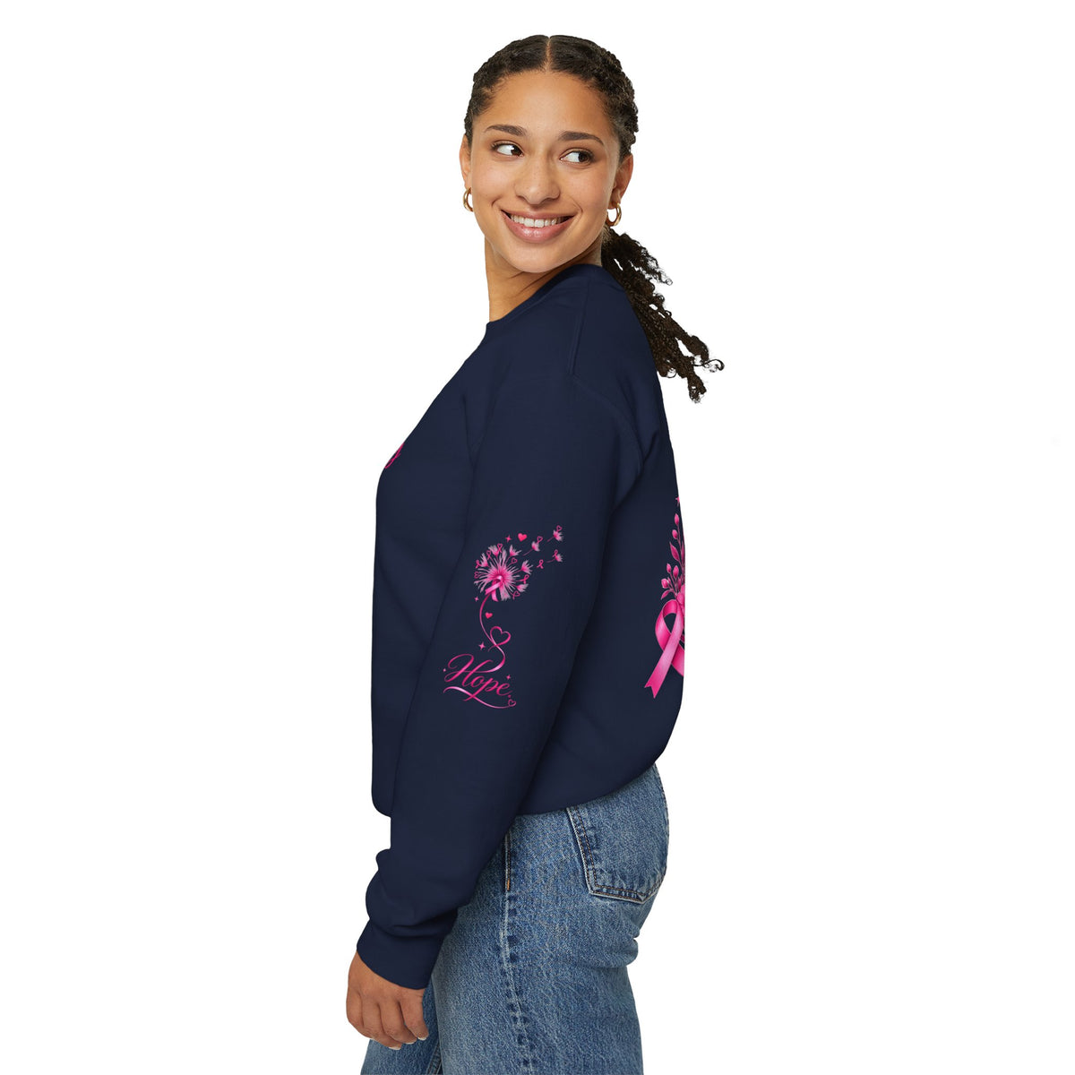 Hope Doesn't Have to Be Loud Sweatshirt | Breast Cancer Awareness Pink Ribbon Crewneck | Inspirational Gift for Survivors, Fighters & Supporters