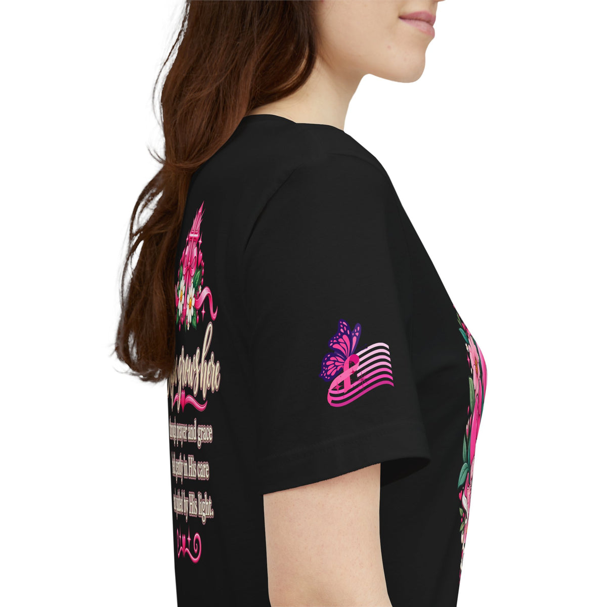 Hope Grows Here Ribbon Tee | Breast Cancer Awareness, Pink Floral