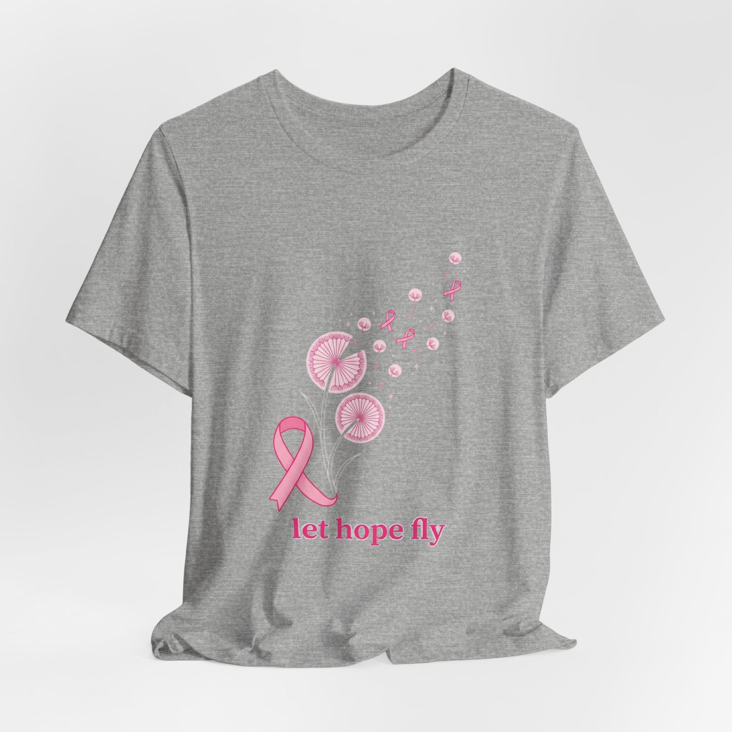 Let Hope Fly Breast Cancer Ribbon T-Shirt | Pink Awareness Tee