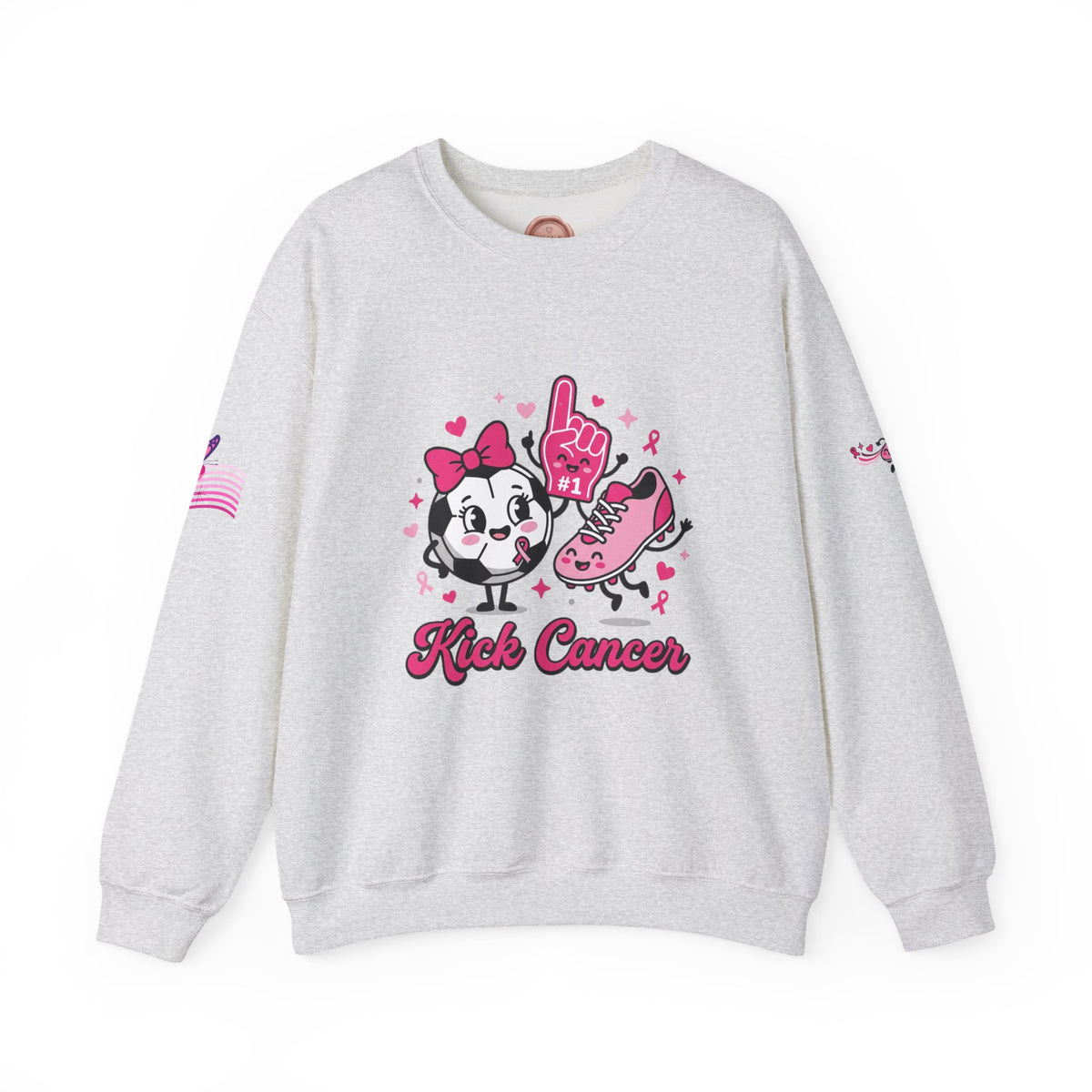 Kick Cancer Crewneck Sweatshirt | Breast Cancer Awareness, Pink Ribbon