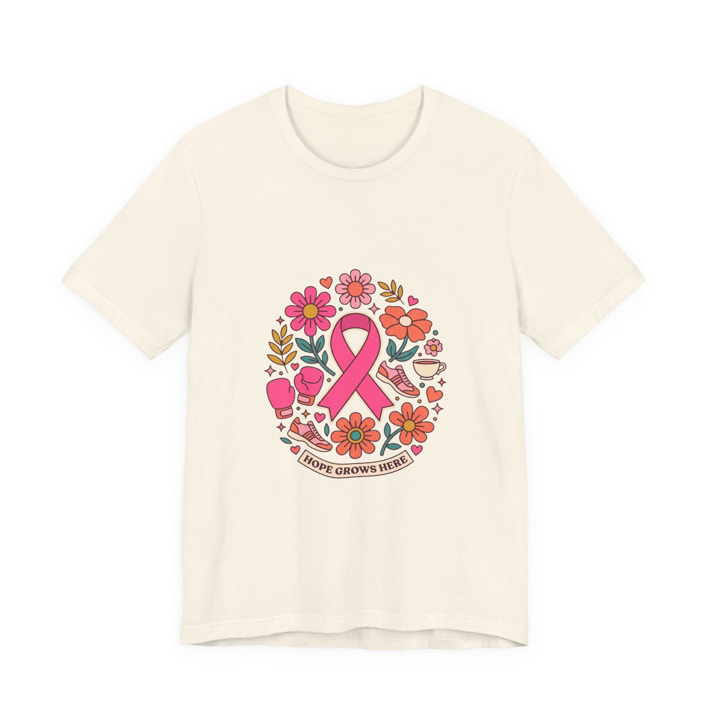 Hope Grows Here Ribbon Tee | Breast Cancer Awareness, Pink Floral