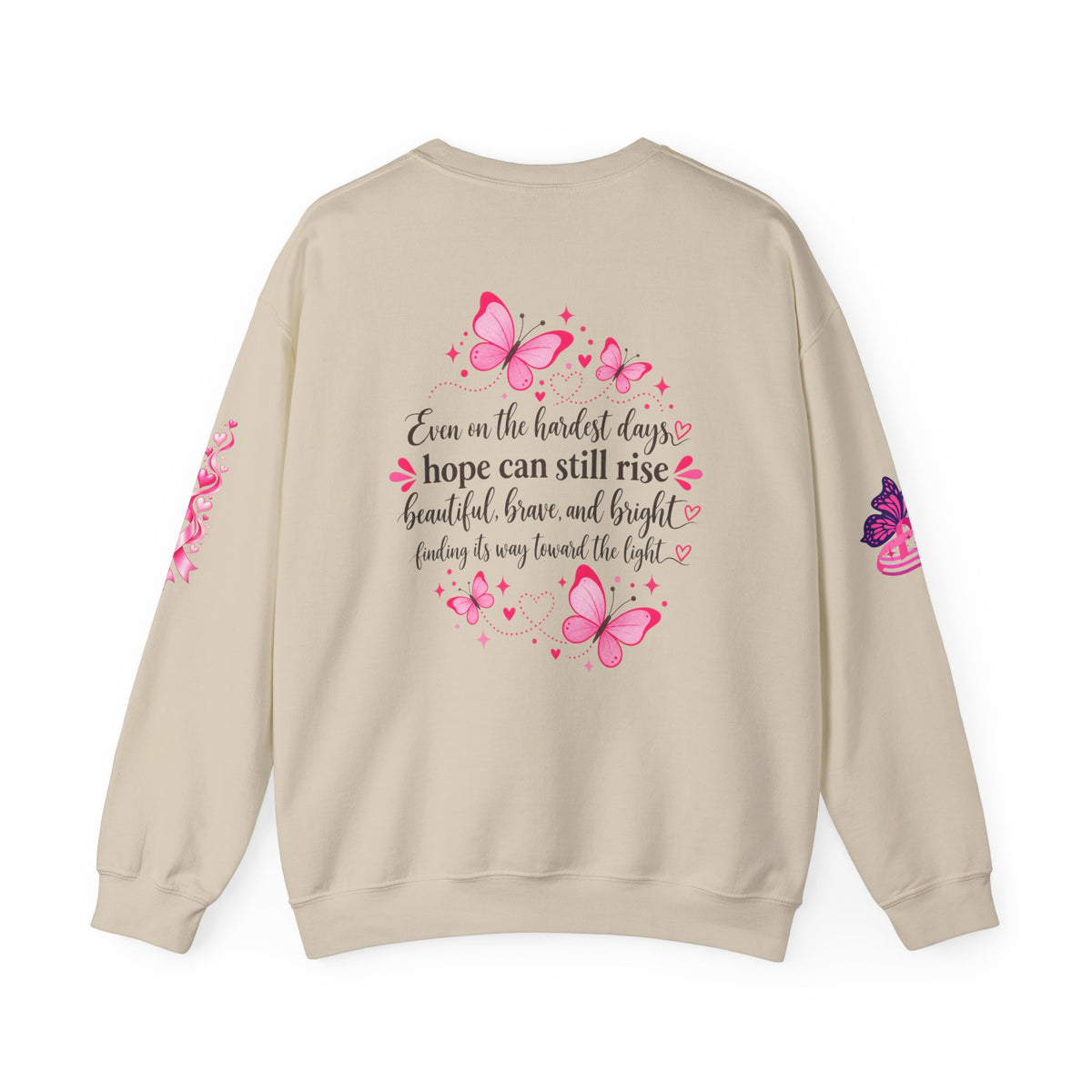 Pink Ribbon Butterfly Crewneck Sweatshirt | Breast Cancer Awareness