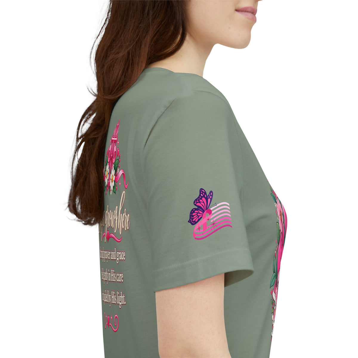 Hope Grows Here Ribbon Tee | Breast Cancer Awareness, Pink Floral